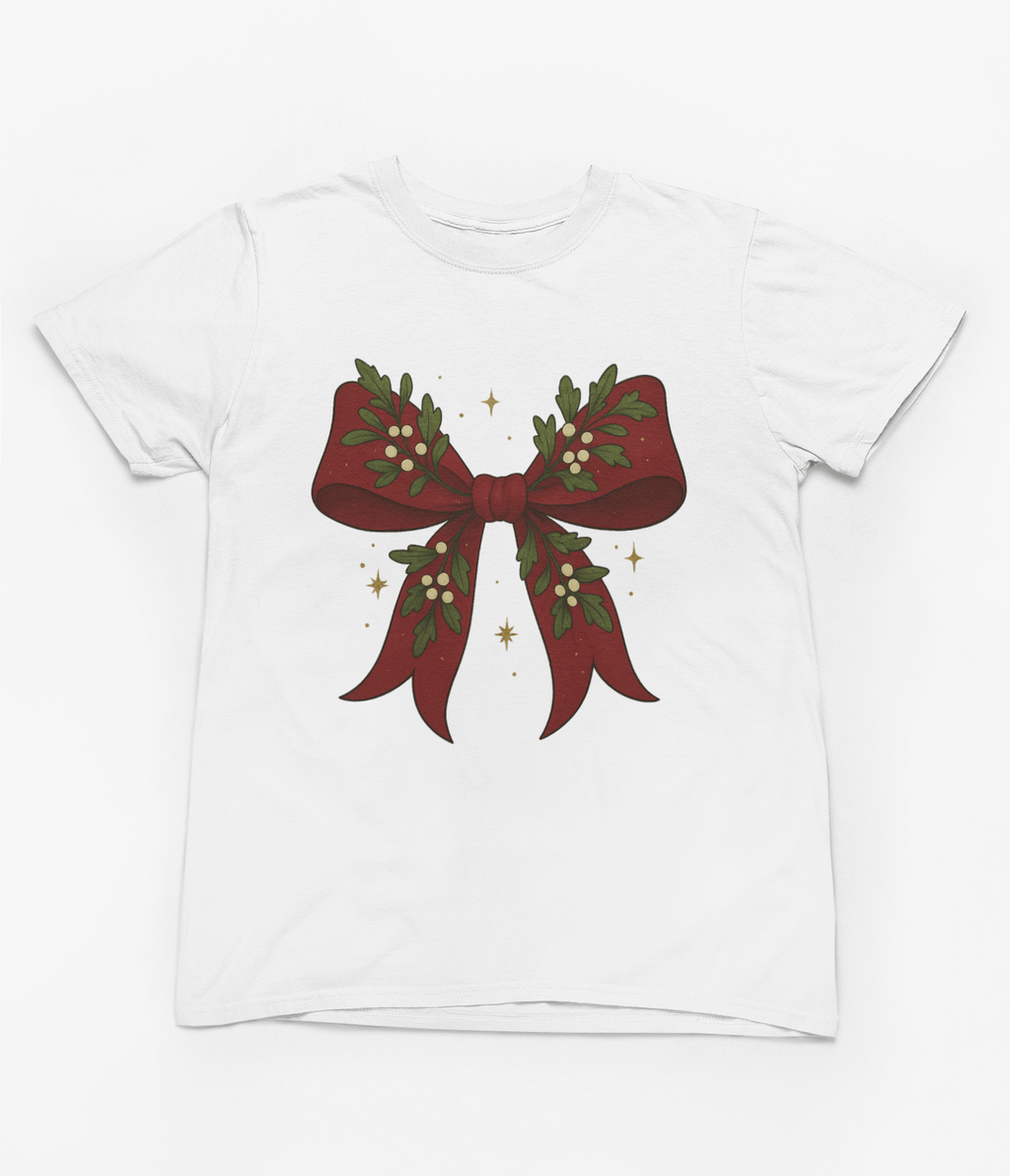 Beast and Beauty T-Shirt / 3XL (Adult) / White Mistletoe Coquette Bow Christmas Sweatshirt – Vintage Red Festive Jumper