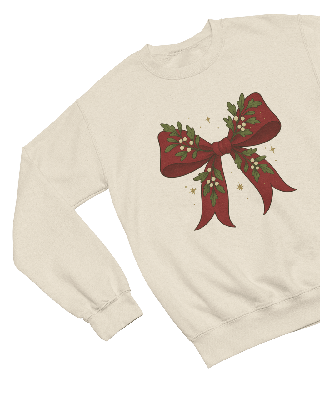 Beast and Beauty Mistletoe Coquette Bow Christmas Sweatshirt – Vintage Red Festive Jumper