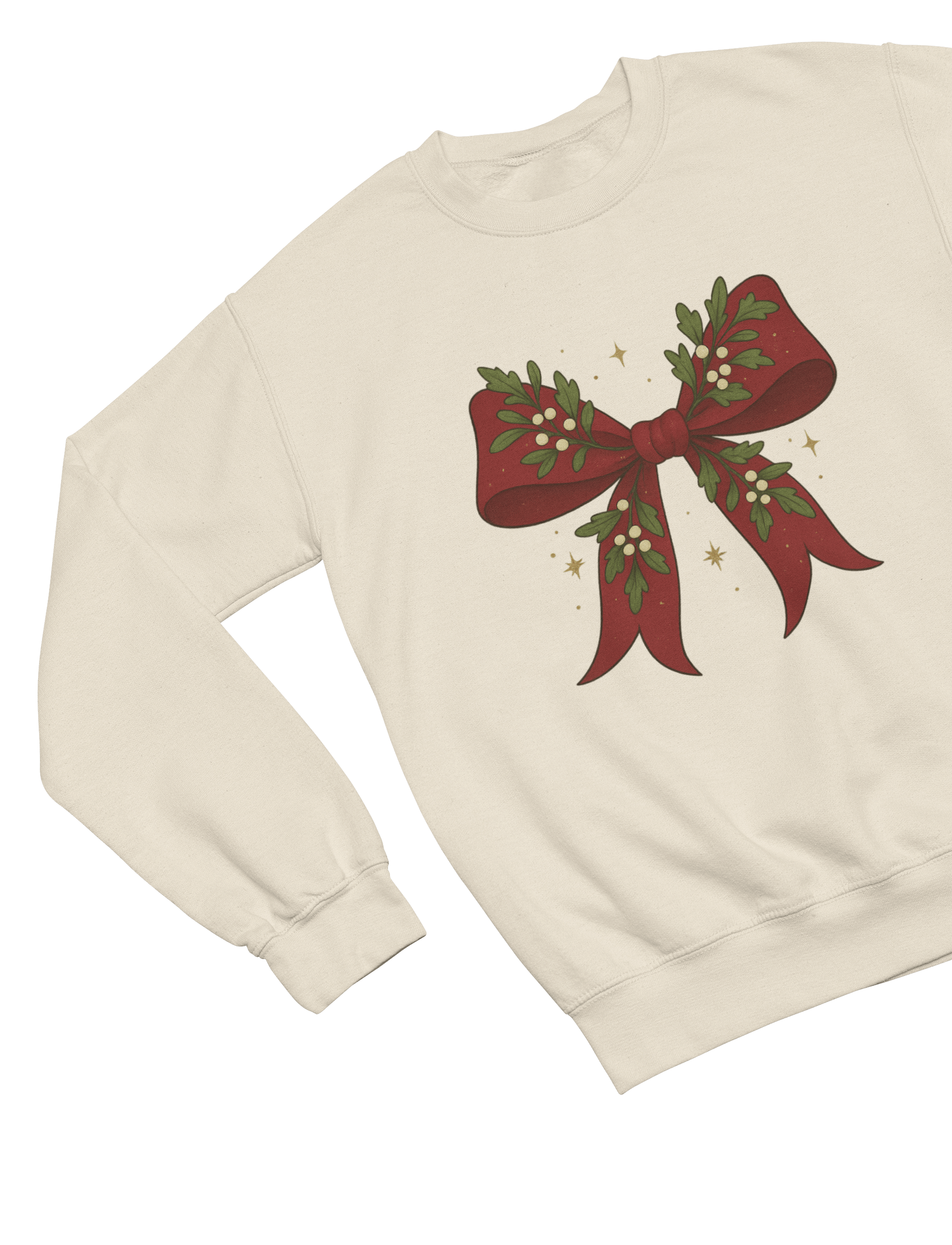 Beast and Beauty Mistletoe Coquette Bow Christmas Sweatshirt – Vintage Red Festive Jumper