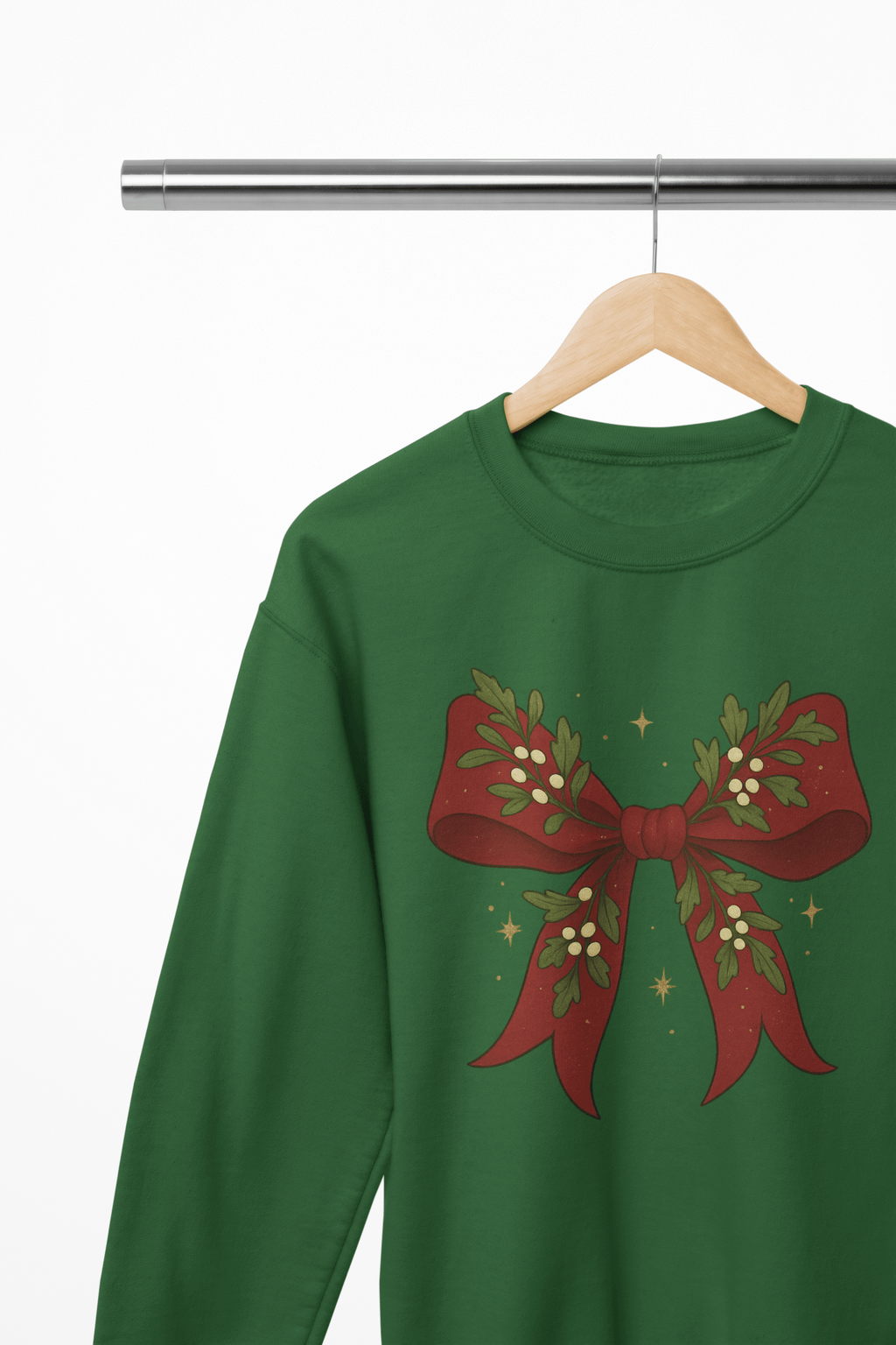 Beast and Beauty Sweatshirt / 3XL (Adult) / Green Mistletoe Coquette Bow Christmas Sweatshirt – Vintage Red Festive Jumper