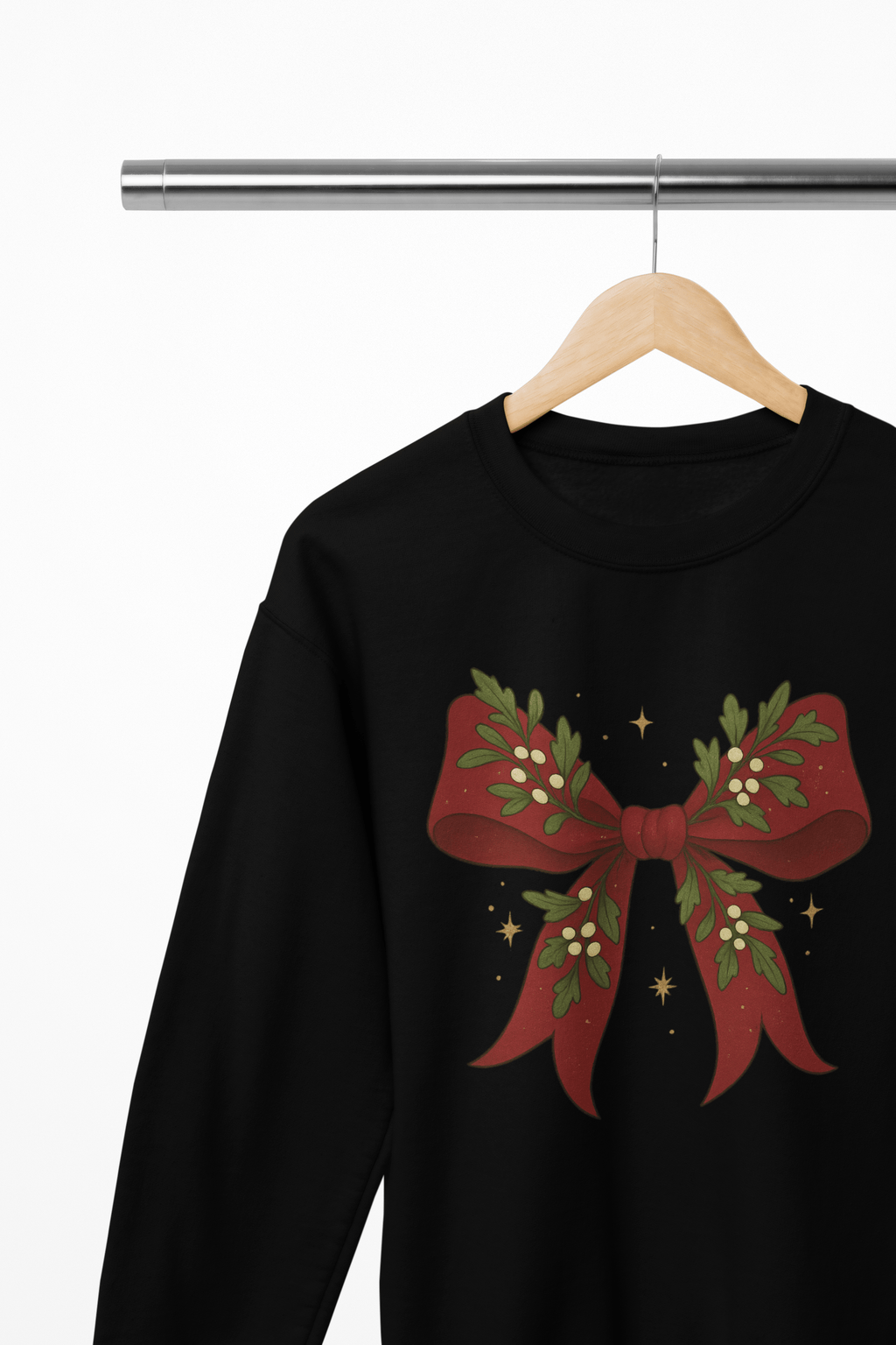 Beast and Beauty Sweatshirt / 3XL (Adult) / Black Mistletoe Coquette Bow Christmas Sweatshirt – Vintage Red Festive Jumper