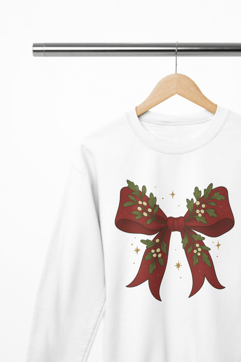Beast and Beauty Sweatshirt / 3XL (Adult) / White Mistletoe Coquette Bow Christmas Sweatshirt – Vintage Red Festive Jumper