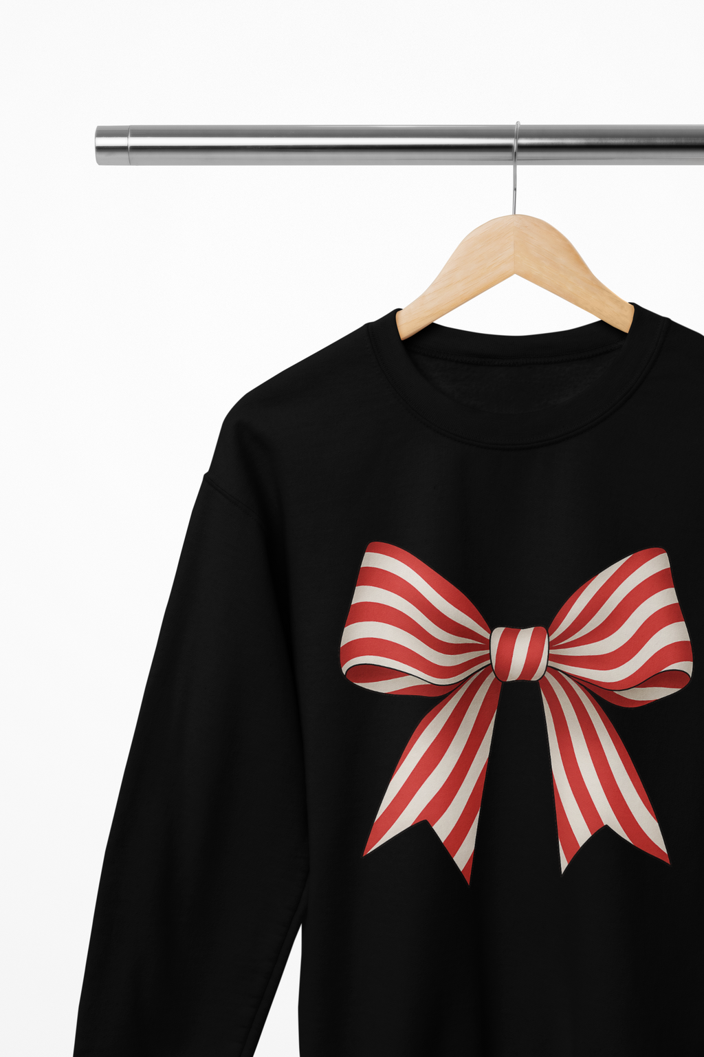 Candy Cane Bow Christmas Sweatshirt or T-Shirt – Festive Gift UK