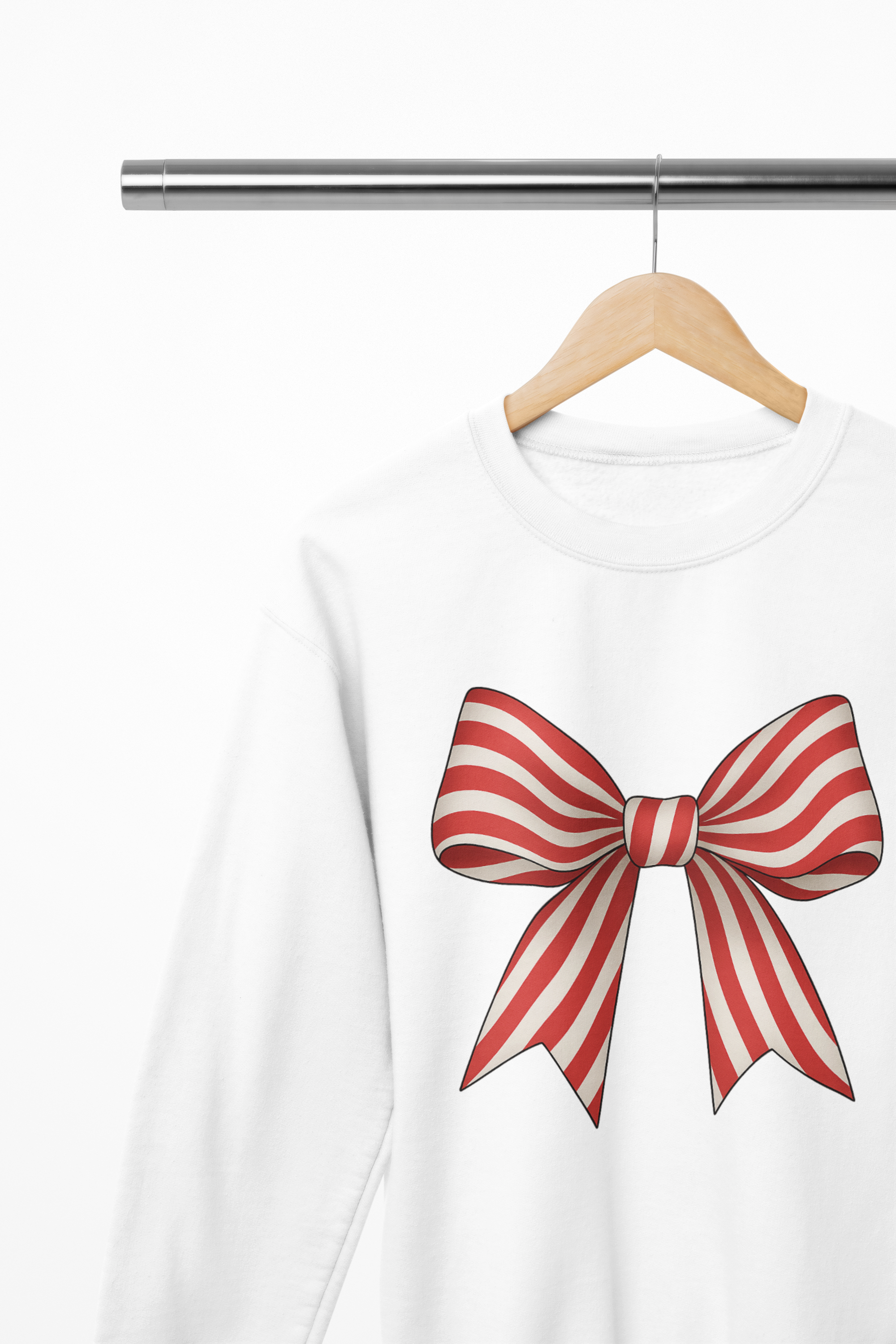 Candy Cane Bow Christmas Sweatshirt or T-Shirt – Festive Gift UK