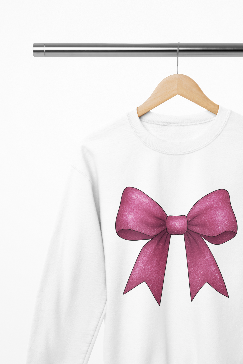Pink Glitter Coquette Bow Sweatshirt & T-Shirt – Girly Coquette Aesthetic