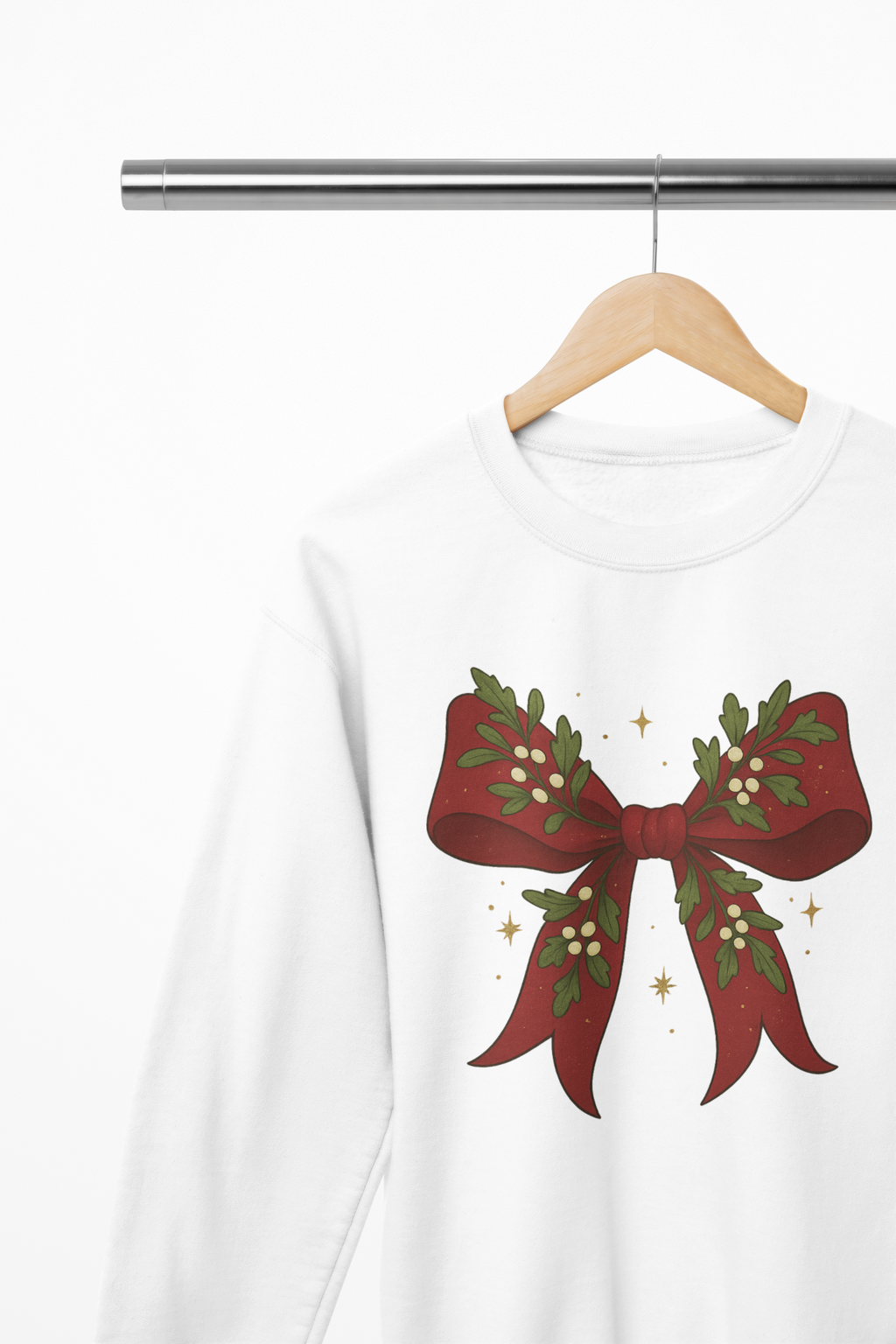 Mistletoe Coquette Bow Christmas Sweatshirt – Vintage Red Festive Jumper