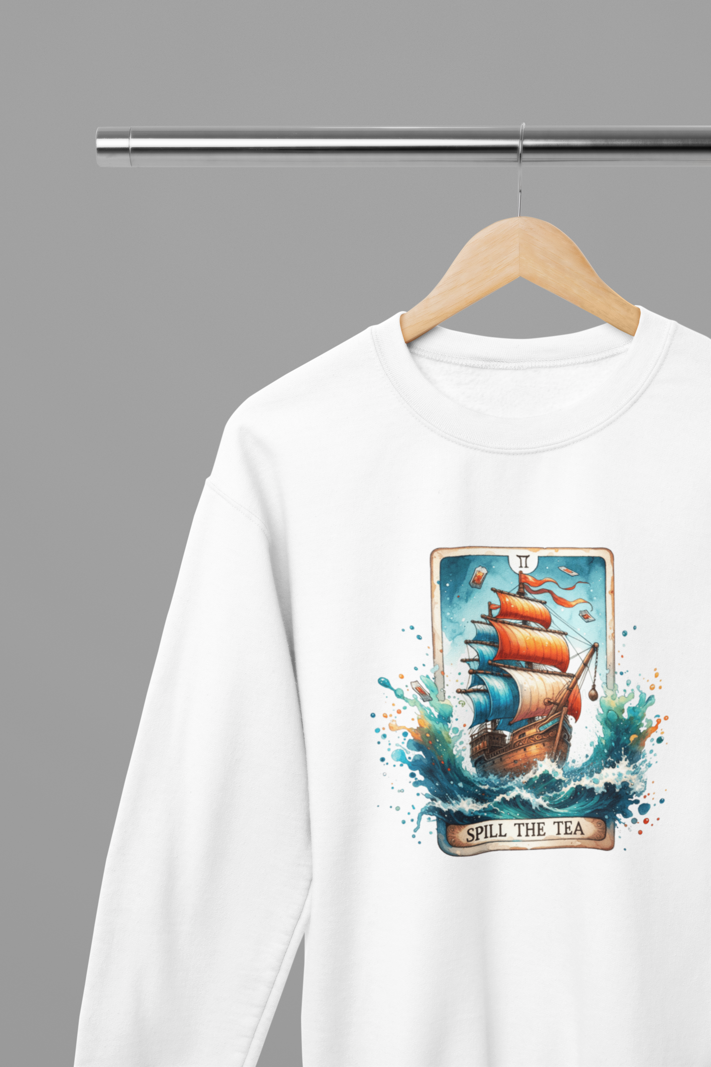 Spill The Tea Pirate Ship Funny Tarot Sweatshirt