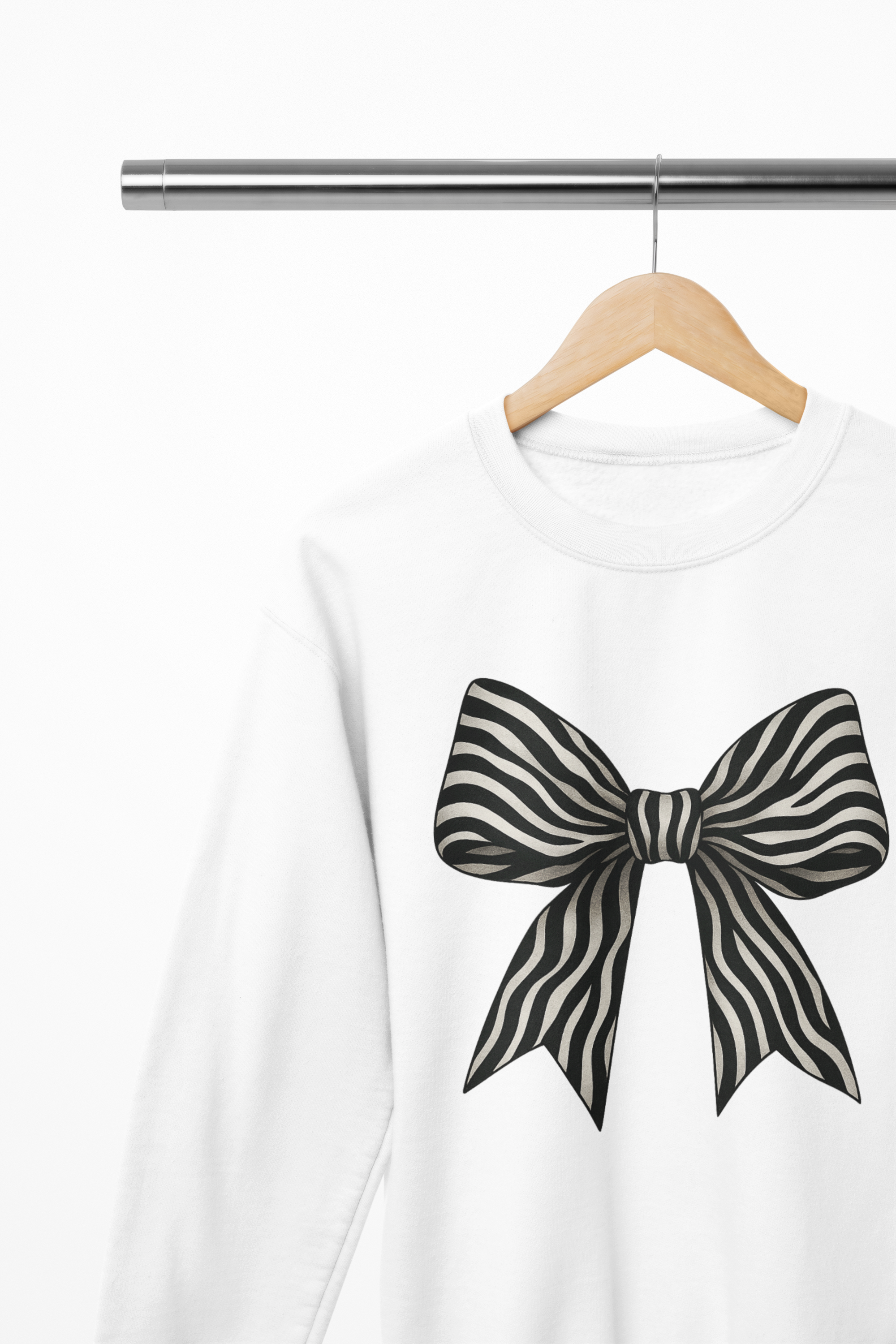 Zebra Coquette Bow Sweatshirt – Monochrome Animal Print Jumper