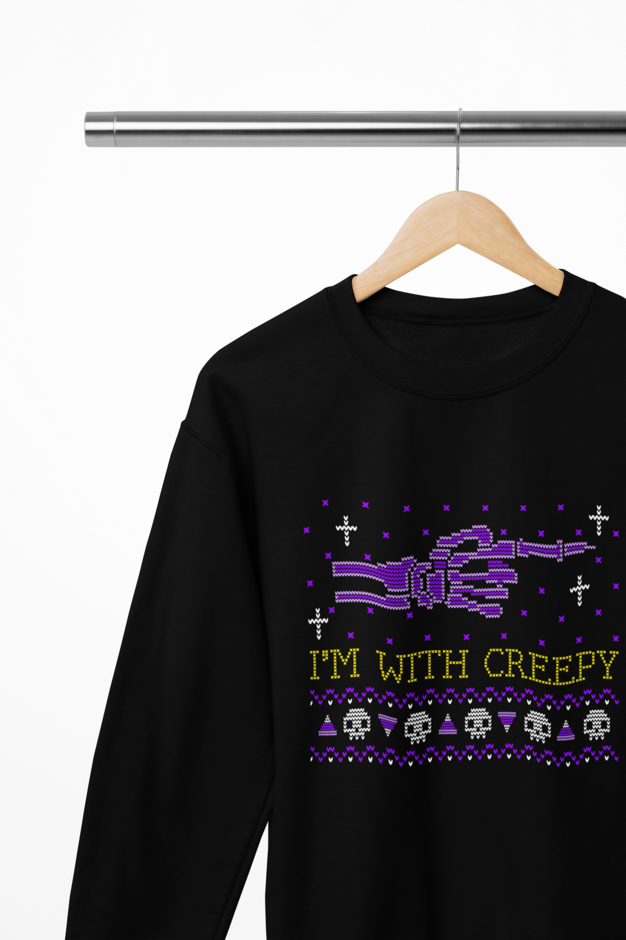 I’m With Creepy Halloween Sweatshirt | Funny Ugly Sweater Jumper