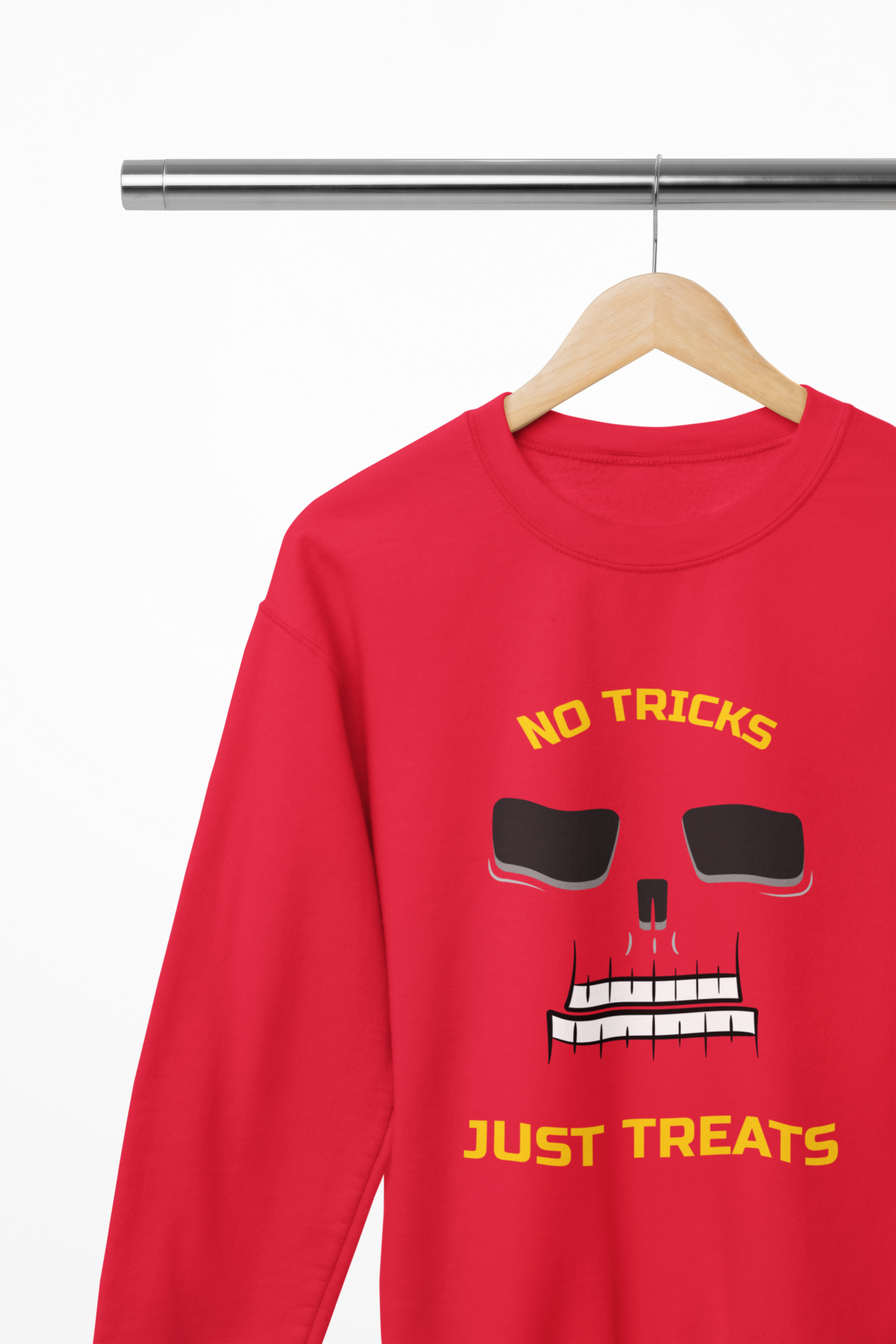 No Tricks Just Treats Halloween Sweatshirt & T-Shirt | Skull Design
