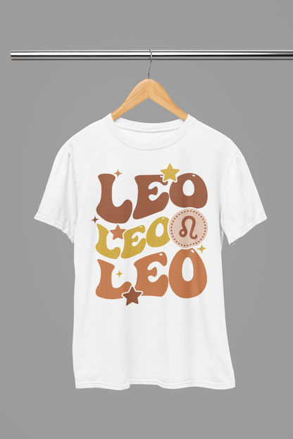 LEO Zodiac Fun Colour Font T-Shirt