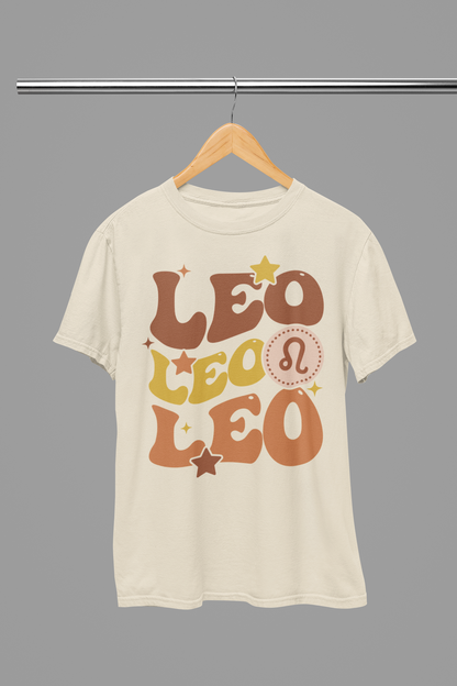 LEO Zodiac Fun Colour Font T-Shirt