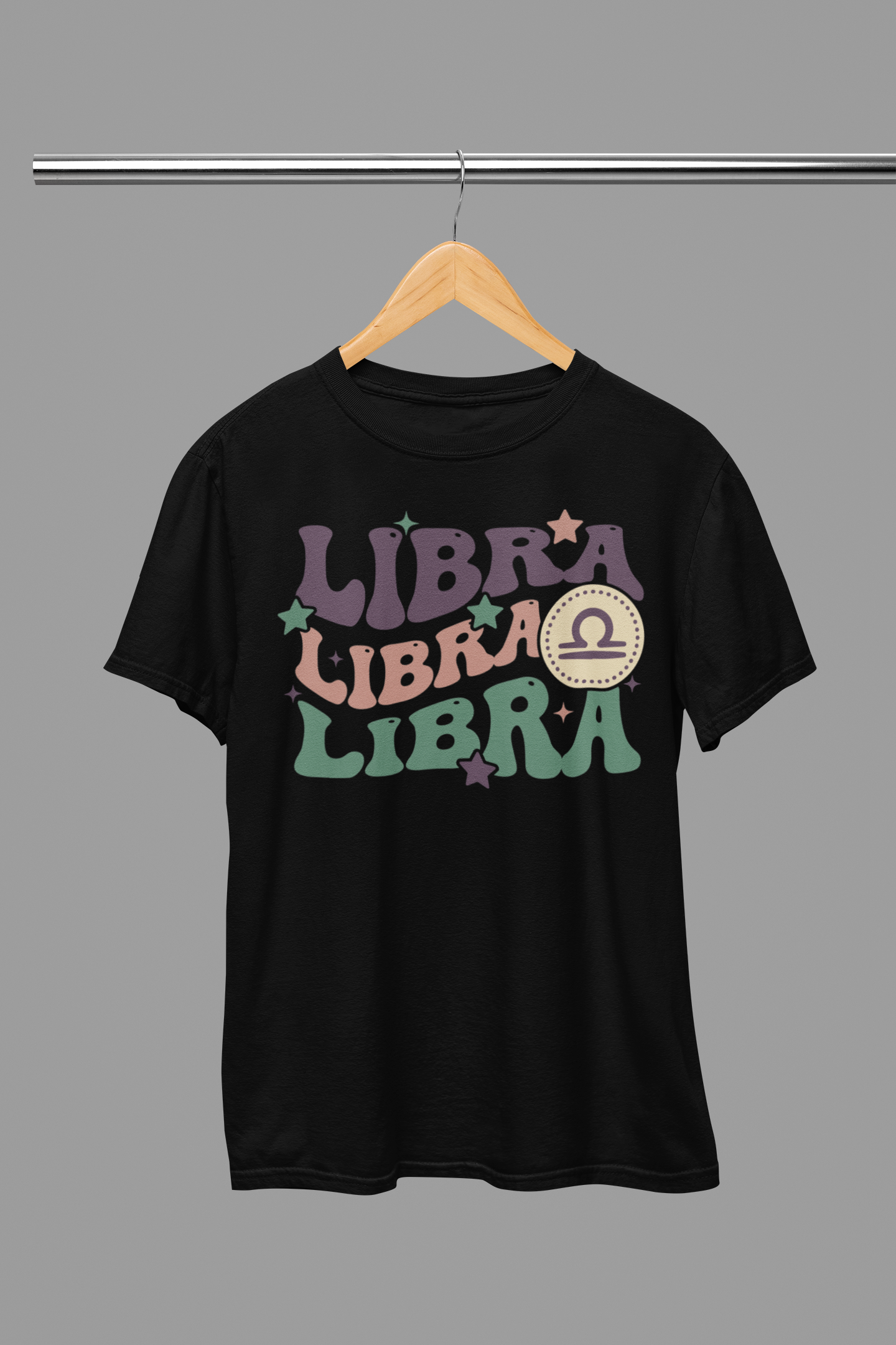 LIBRA Zodiac Fun Colour Font T-Shirt