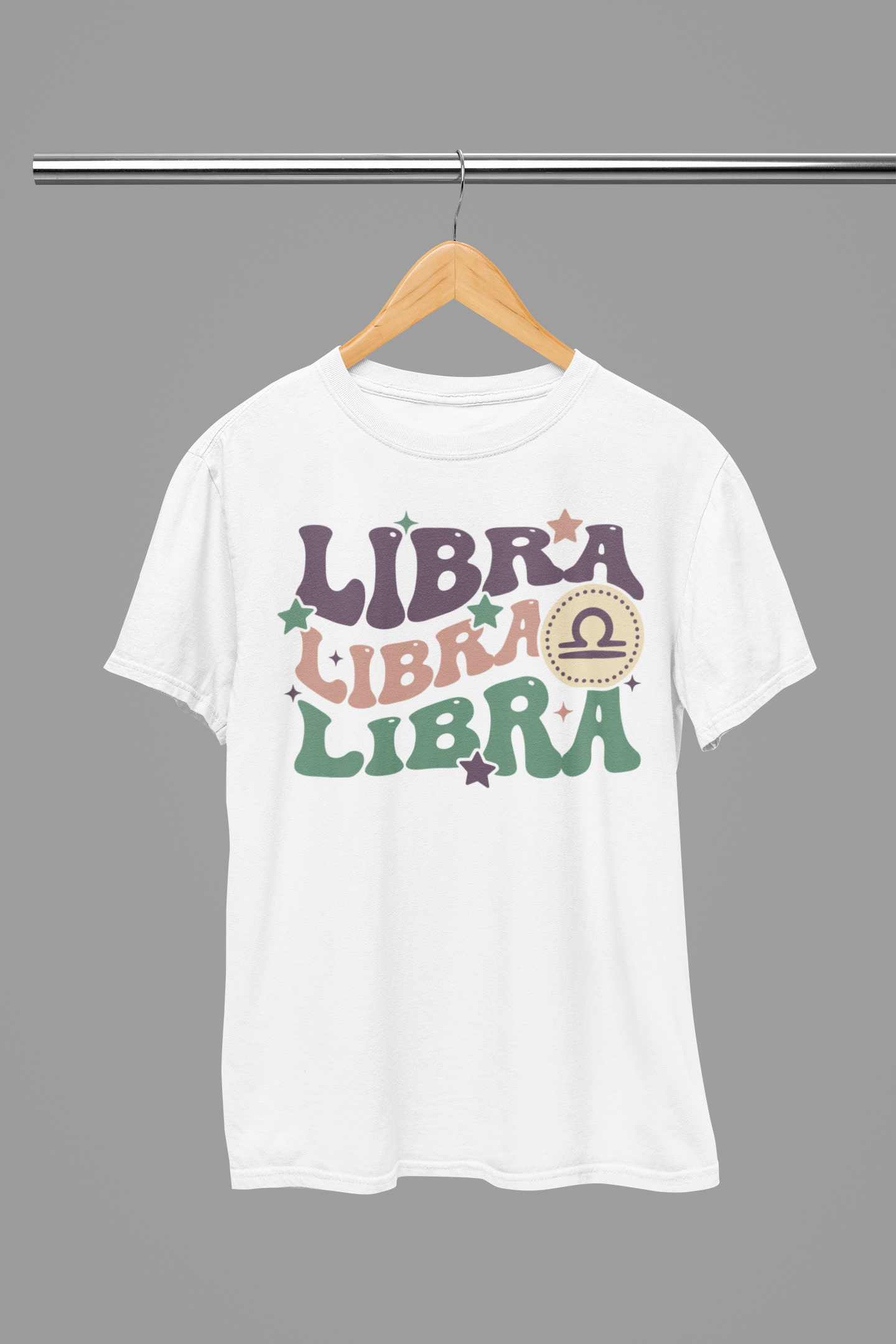 LIBRA Zodiac Fun Colour Font T-Shirt