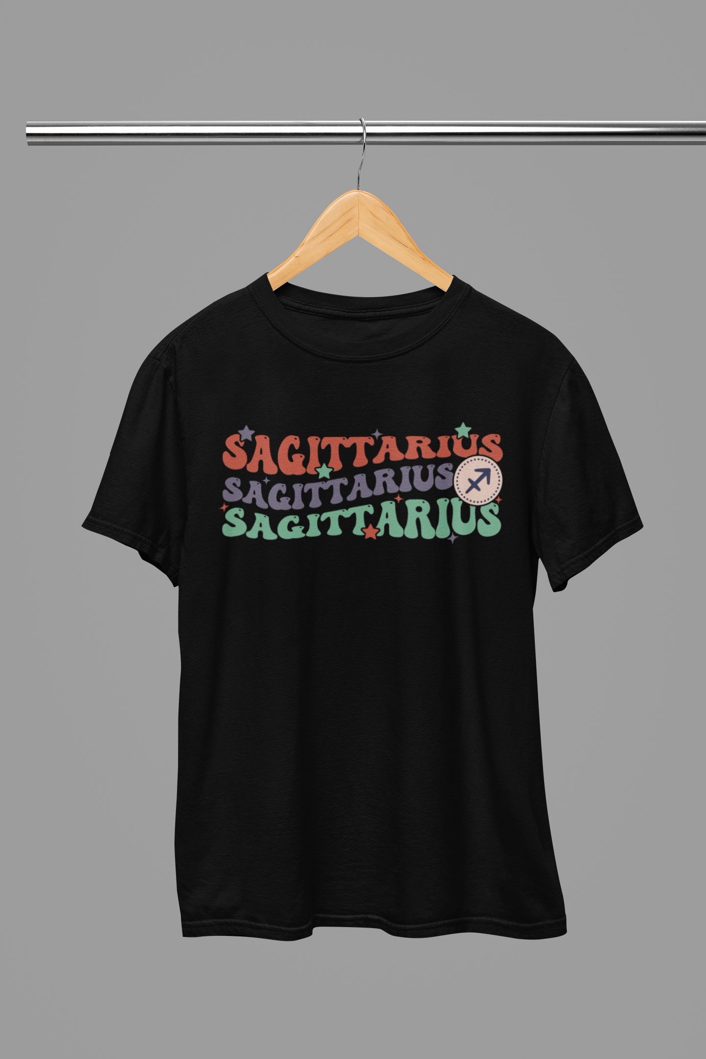 SAGITTARIUS Zodiac Fun Colour Font T-Shirt