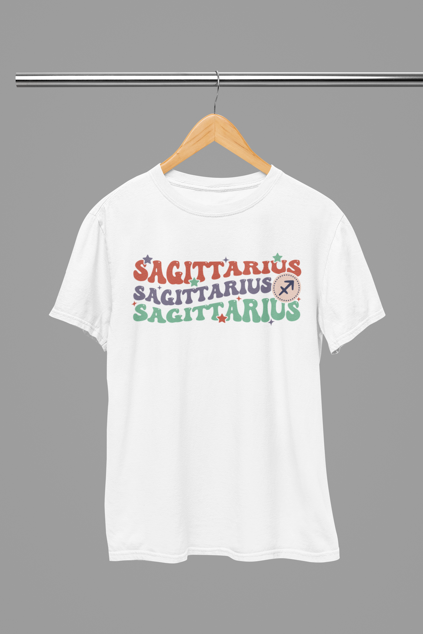 SAGITTARIUS Zodiac Fun Colour Font T-Shirt