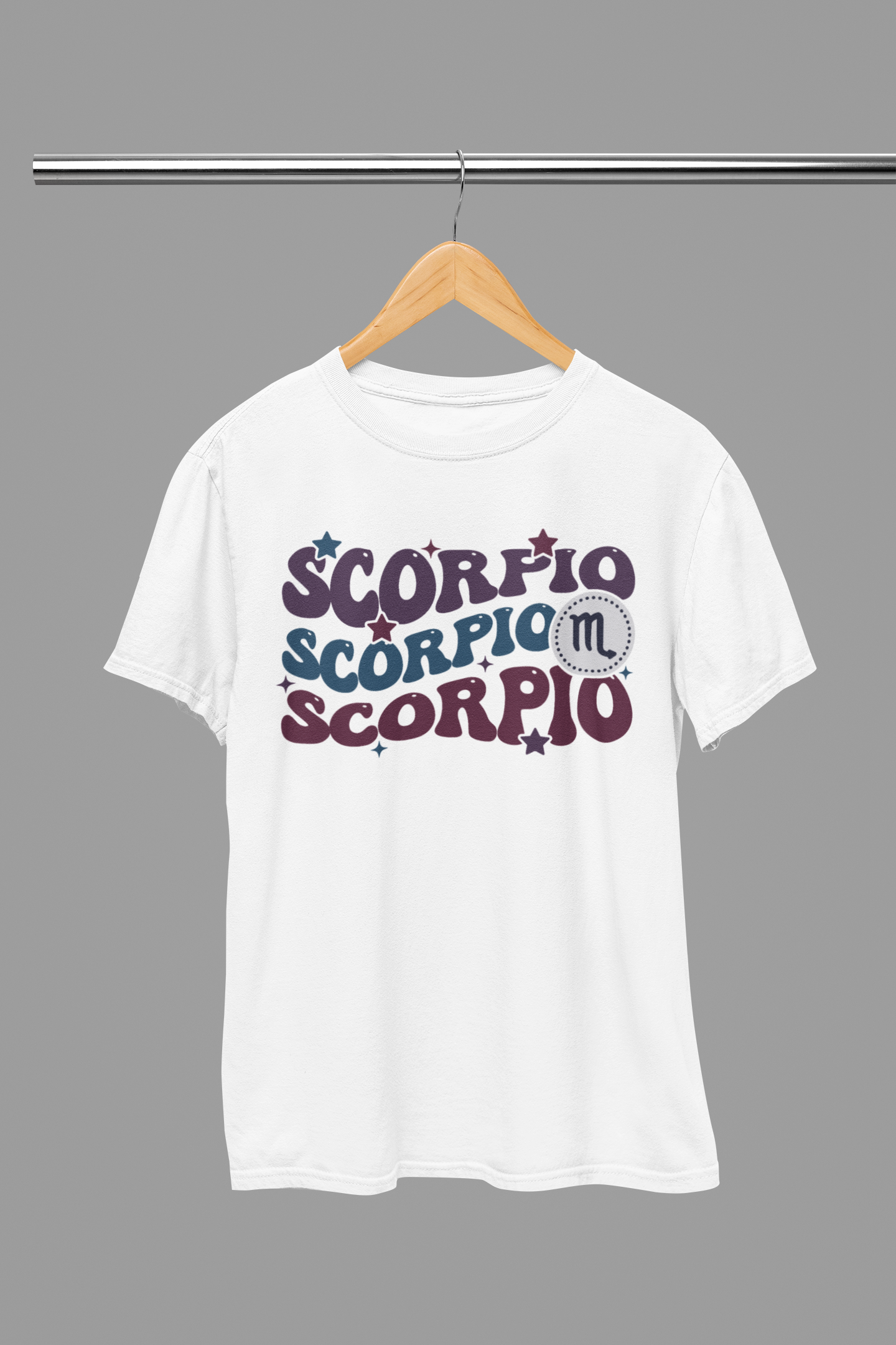 SCORPIO Zodiac Fun Colour Font T-Shirt