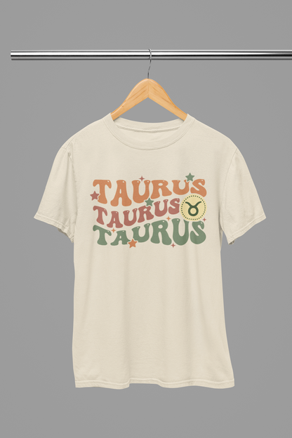 TAURUS Zodiac Fun Colour Font T-Shirt