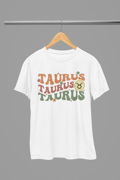 TAURUS Zodiac Fun Colour Font T-Shirt