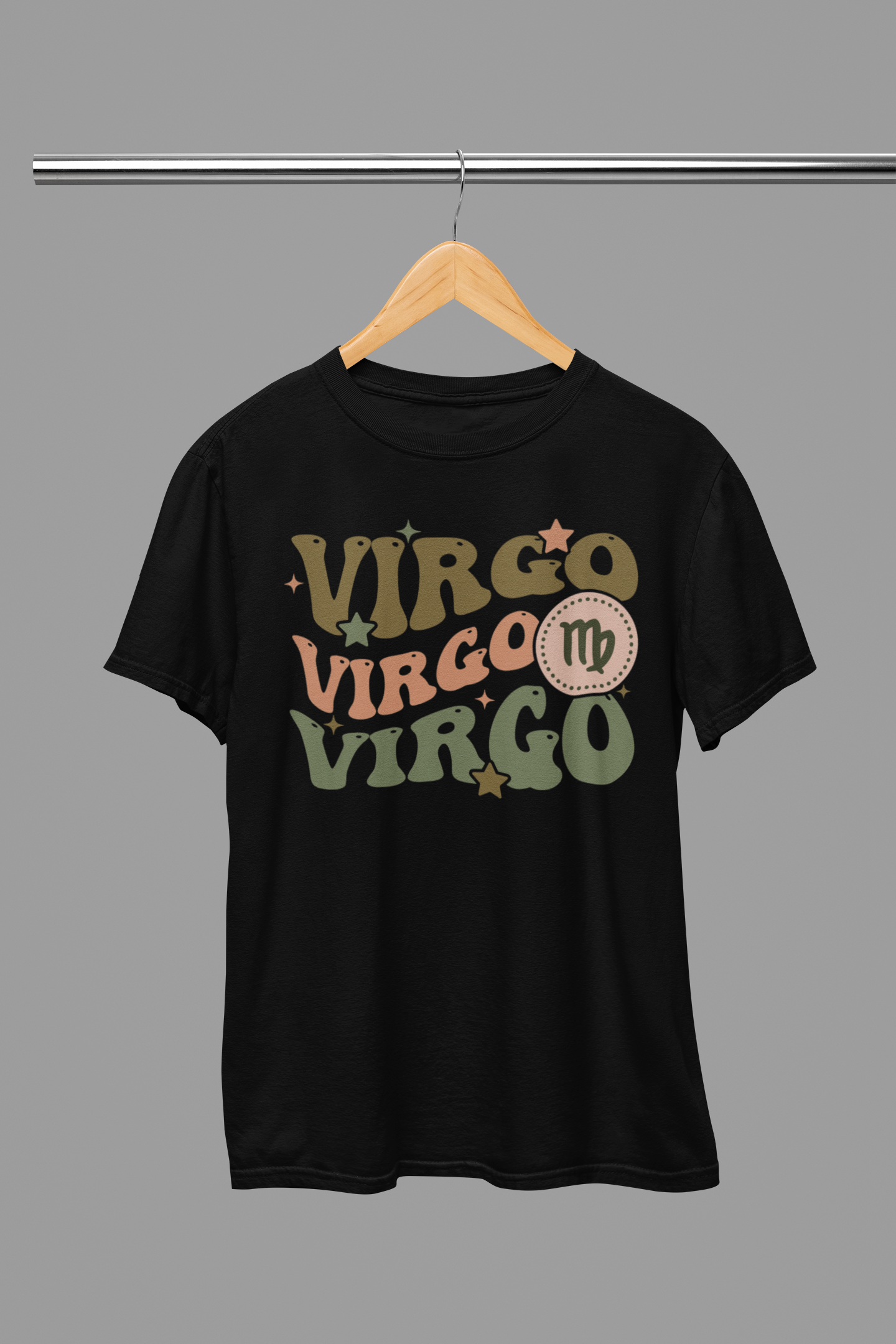 VIRGO Zodiac Fun Colour Font T-Shirt
