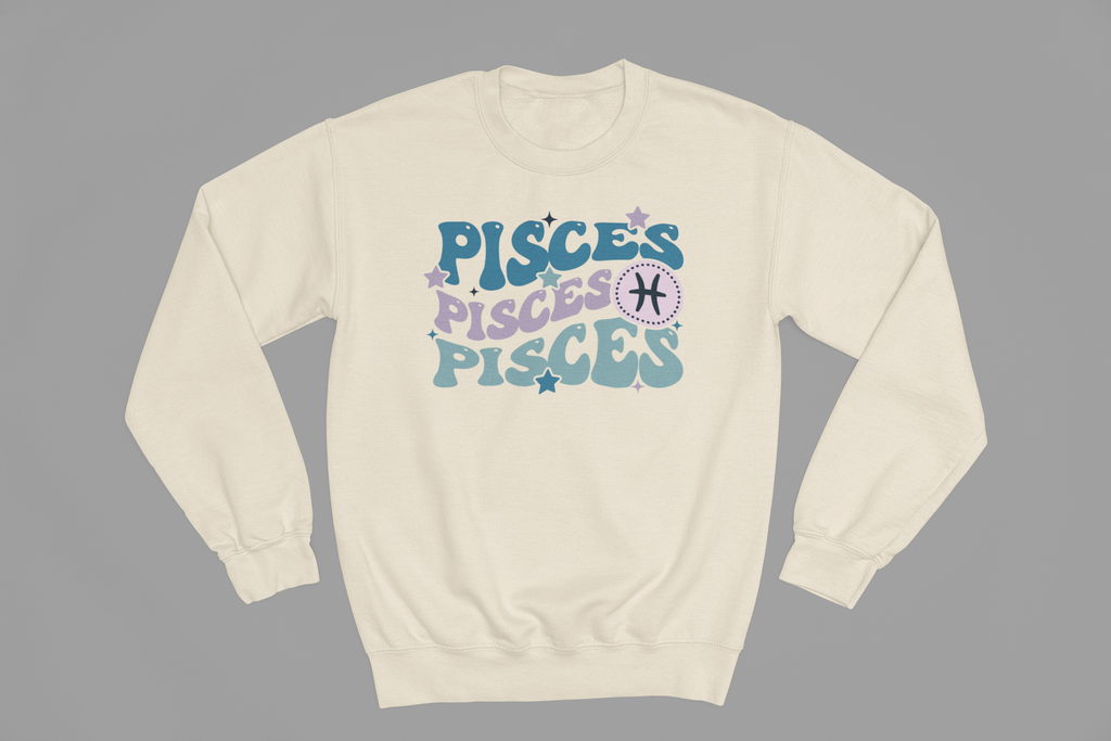 Pisces Zodiac Fun Colour Font Sweatshirt