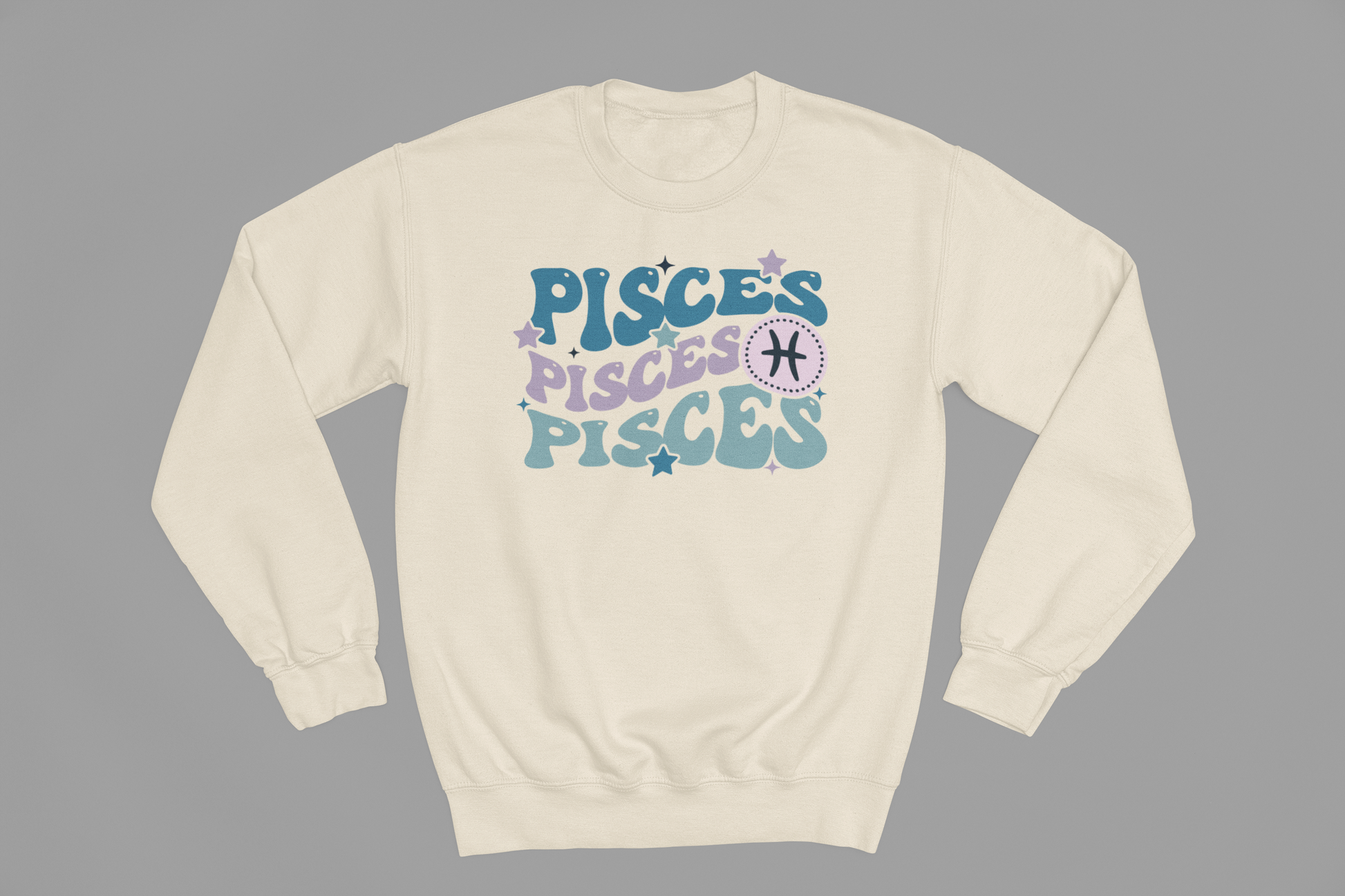 Pisces Zodiac Fun Colour Font Sweatshirt