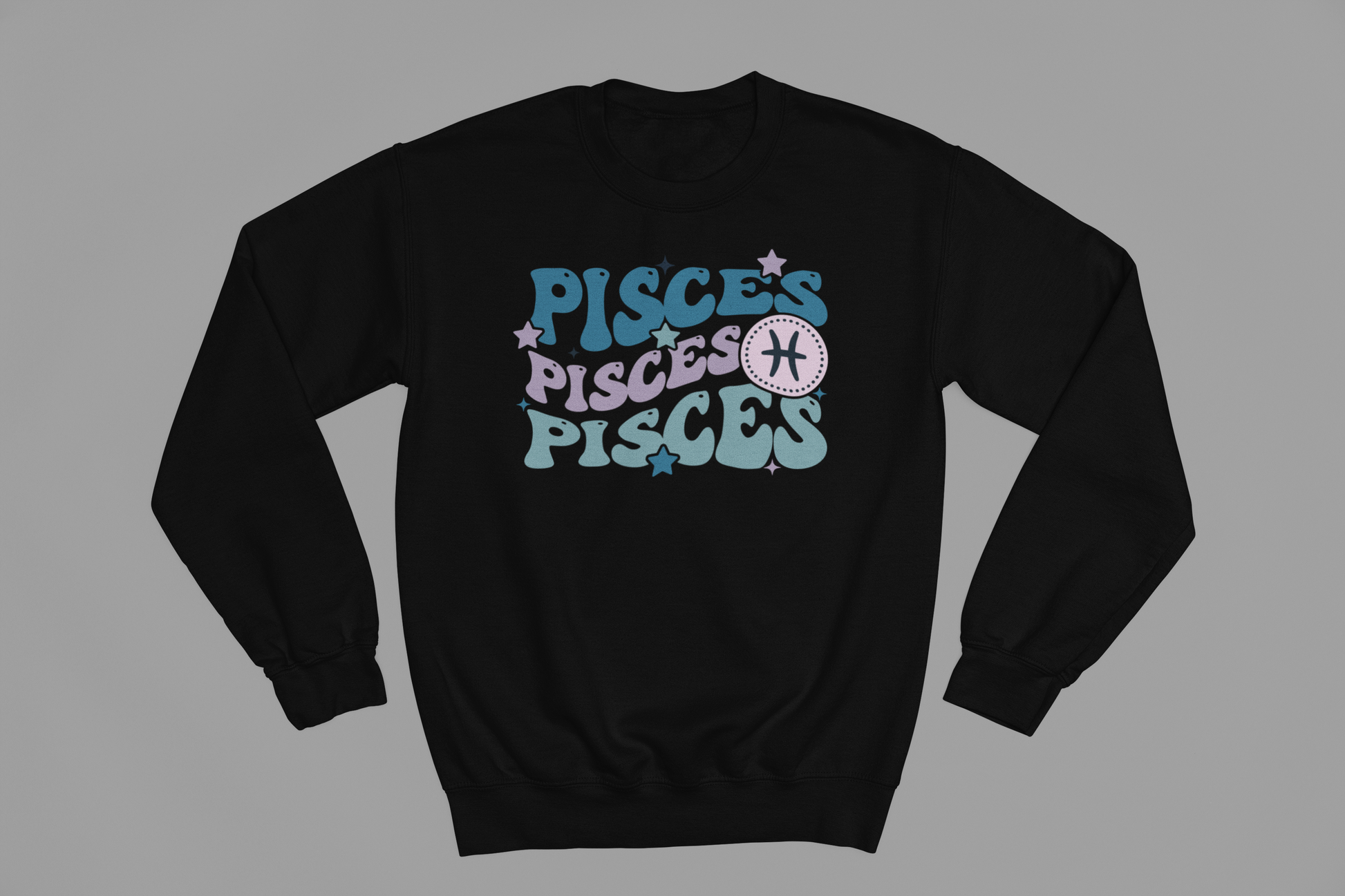 Pisces Zodiac Fun Colour Font Sweatshirt