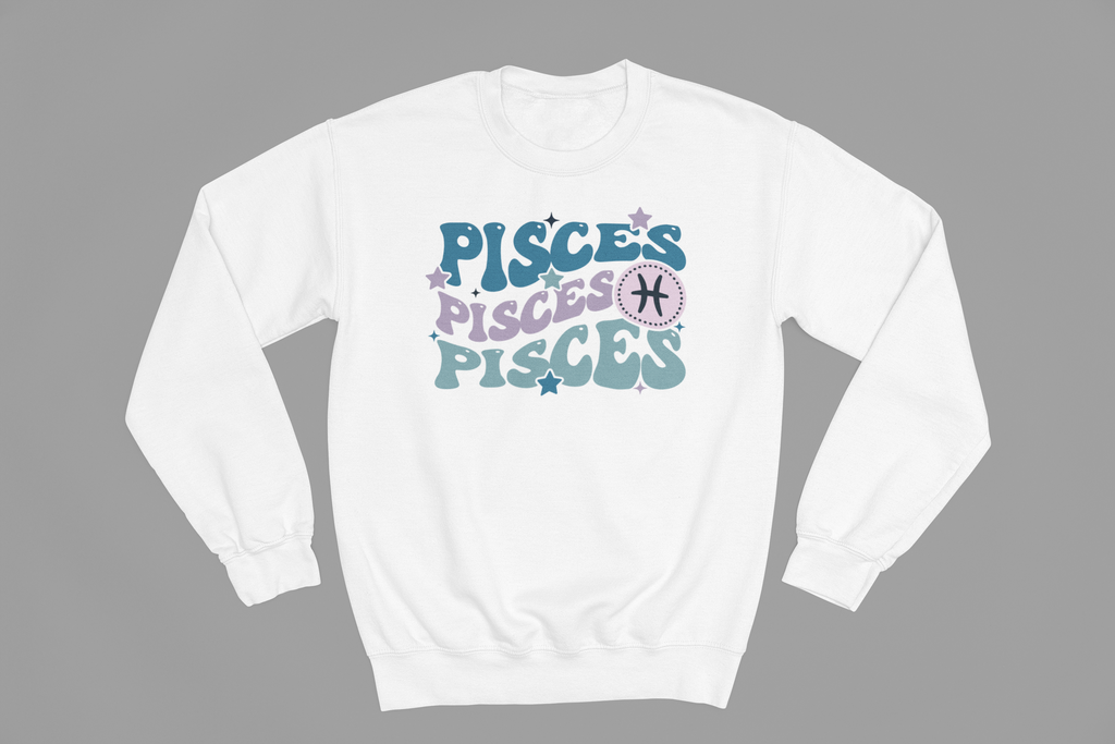 Pisces Zodiac Fun Colour Font Sweatshirt