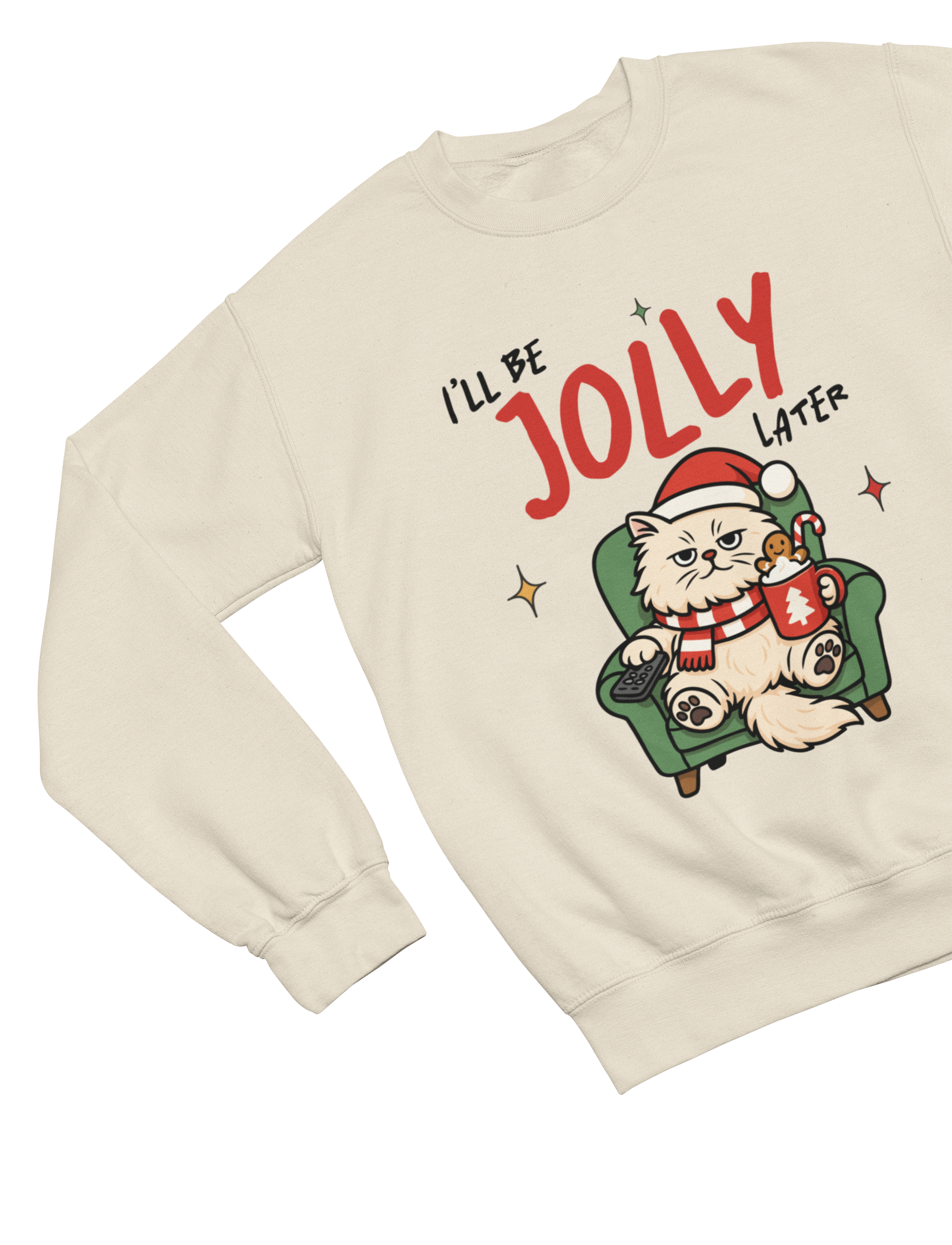 Funny Lazy Cat Christmas Sweatshirt – I’ll Be Jolly Later Unisex