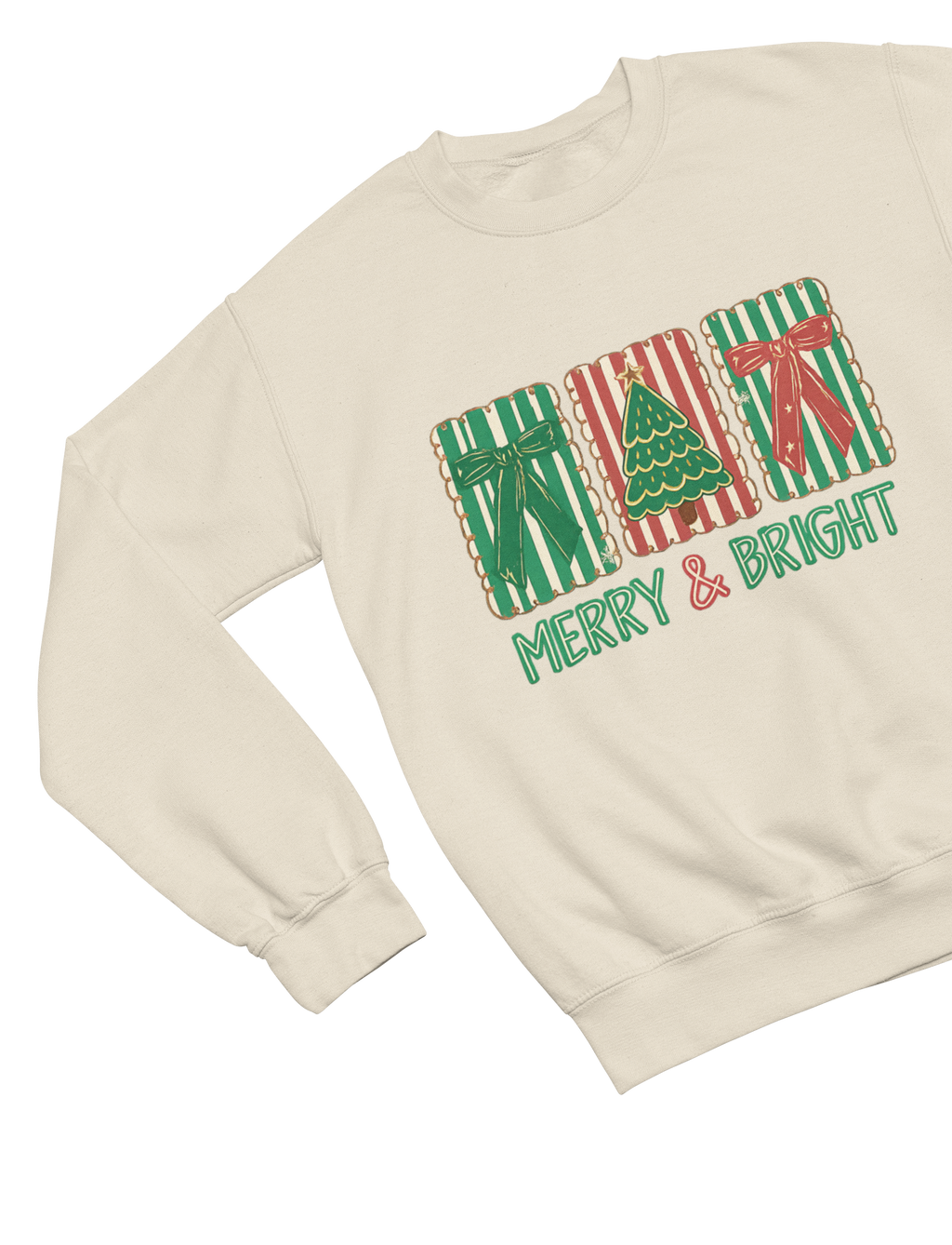 Merry & Bright Christmas Coquette Cookie Sweatshirt – Festive Biscuit Design