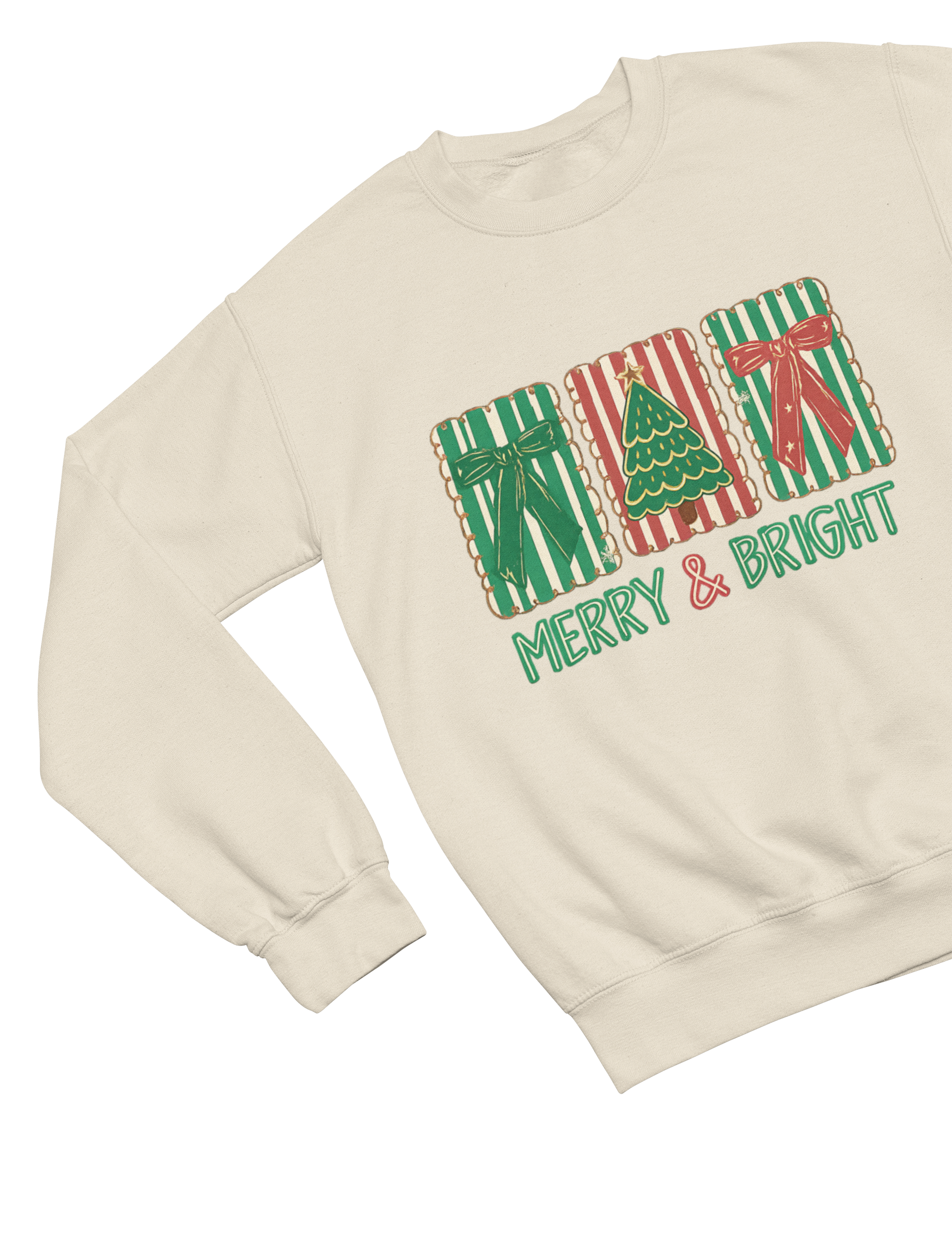 Merry & Bright Christmas Coquette Cookie Sweatshirt – Festive Biscuit Design