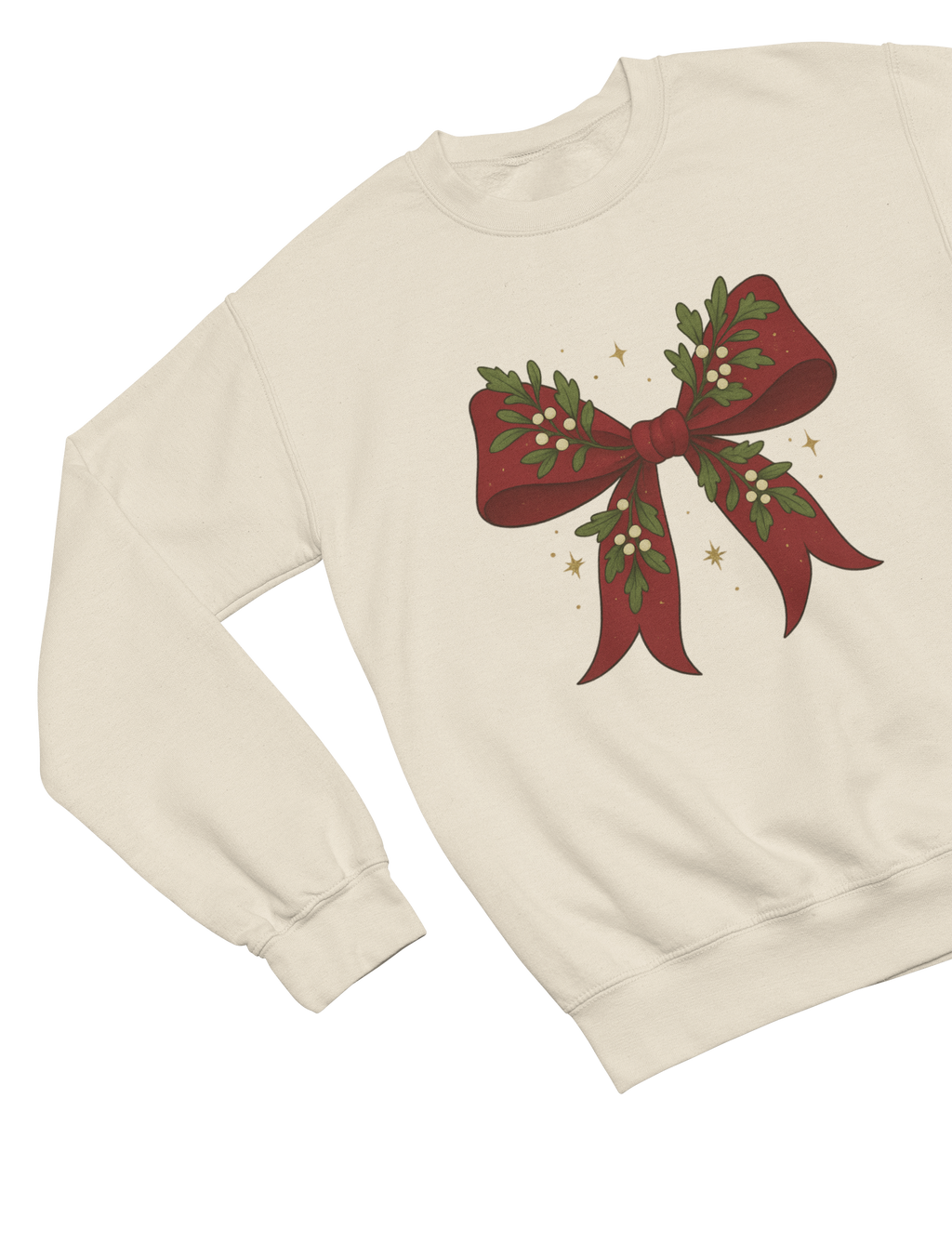 Mistletoe Coquette Bow Christmas Sweatshirt – Vintage Red Festive Jumper