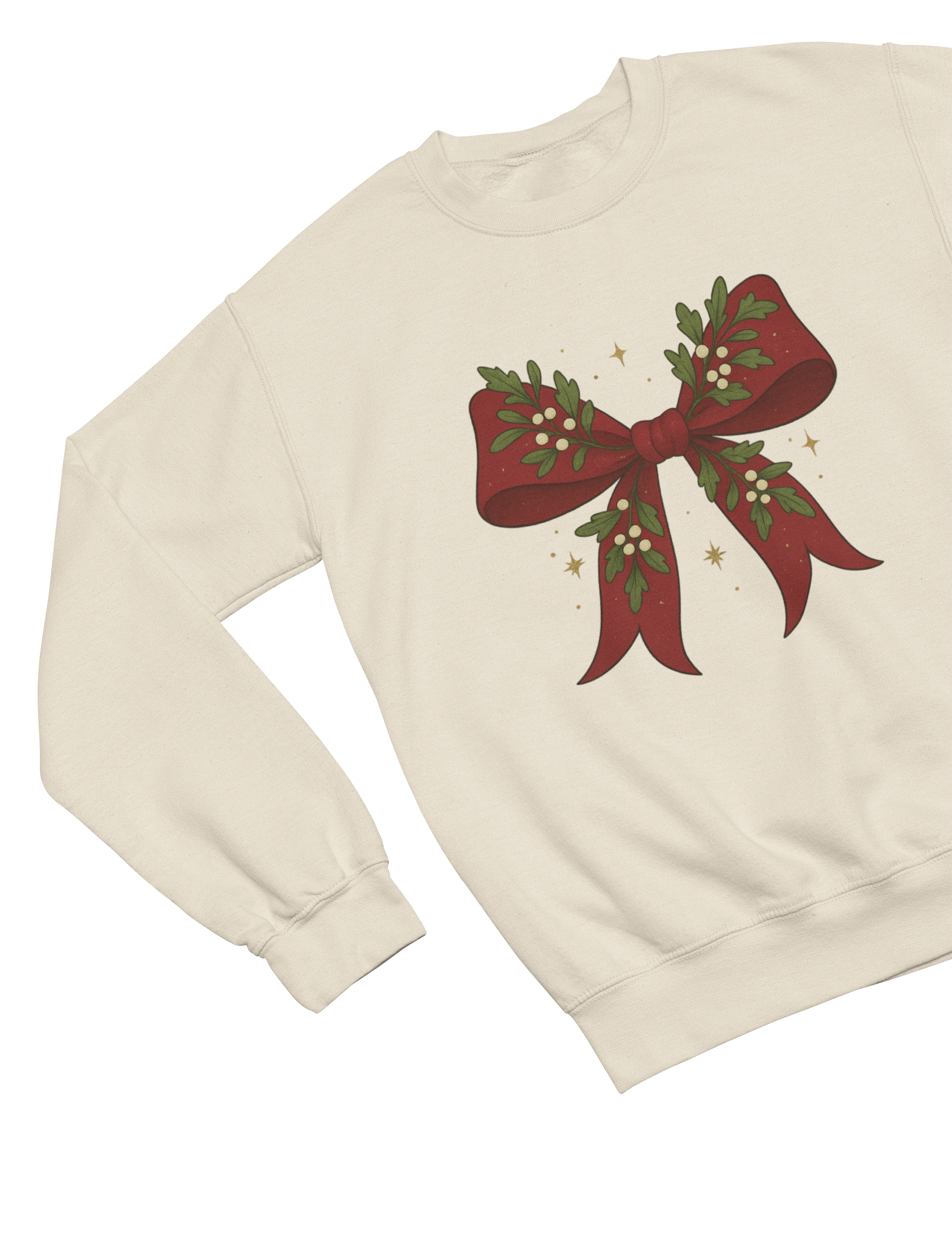 Mistletoe Coquette Bow Christmas Sweatshirt – Vintage Red Festive Jumper