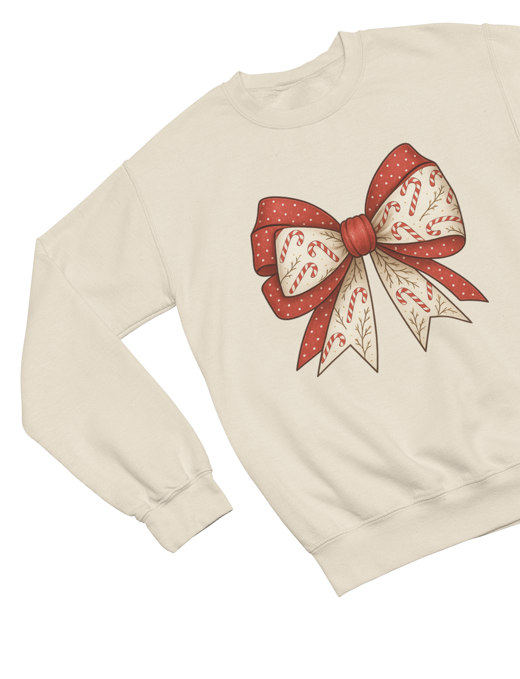Candy Cane Coquette Bow Christmas Sweatshirt – Vintage Festive Jumper for All