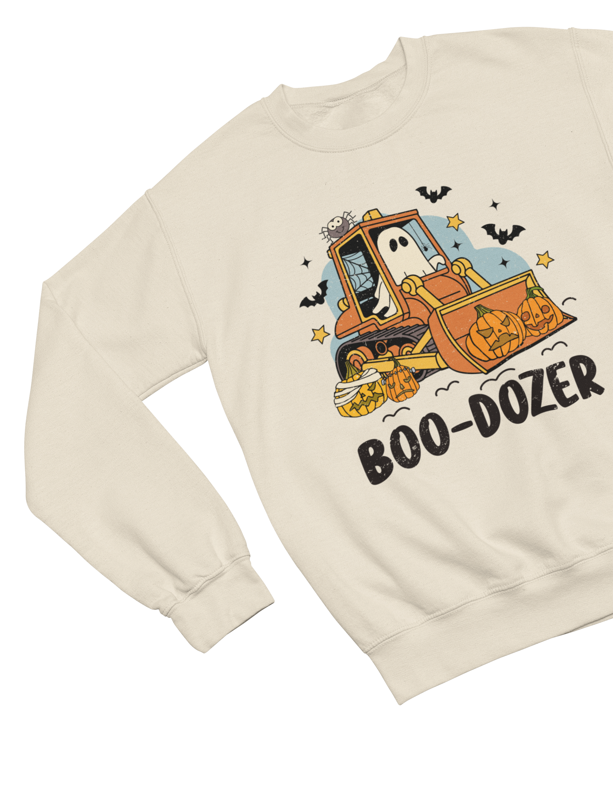 Boo-Dozer Kids Halloween Sweatshirt | Ghost Bulldozer Jumper