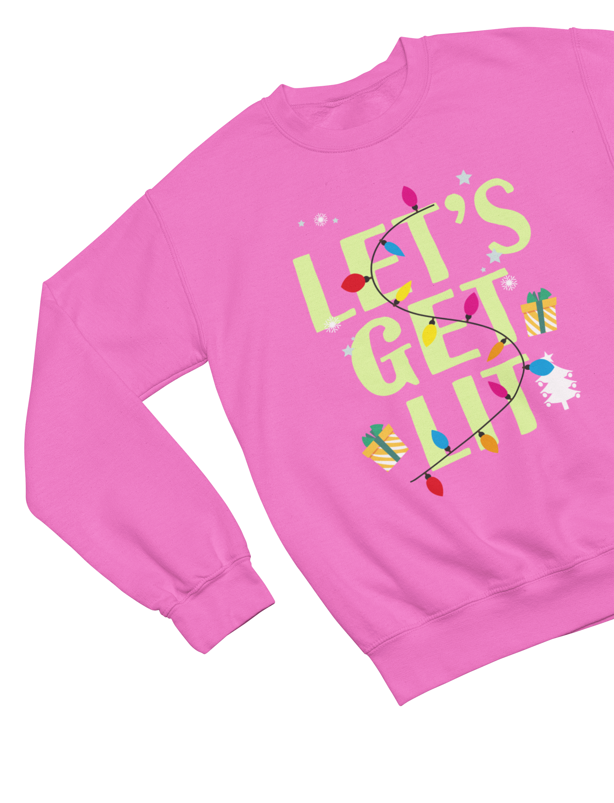 Let’s Get Lit Christmas Sweatshirt – Funny Holiday Lights Jumper