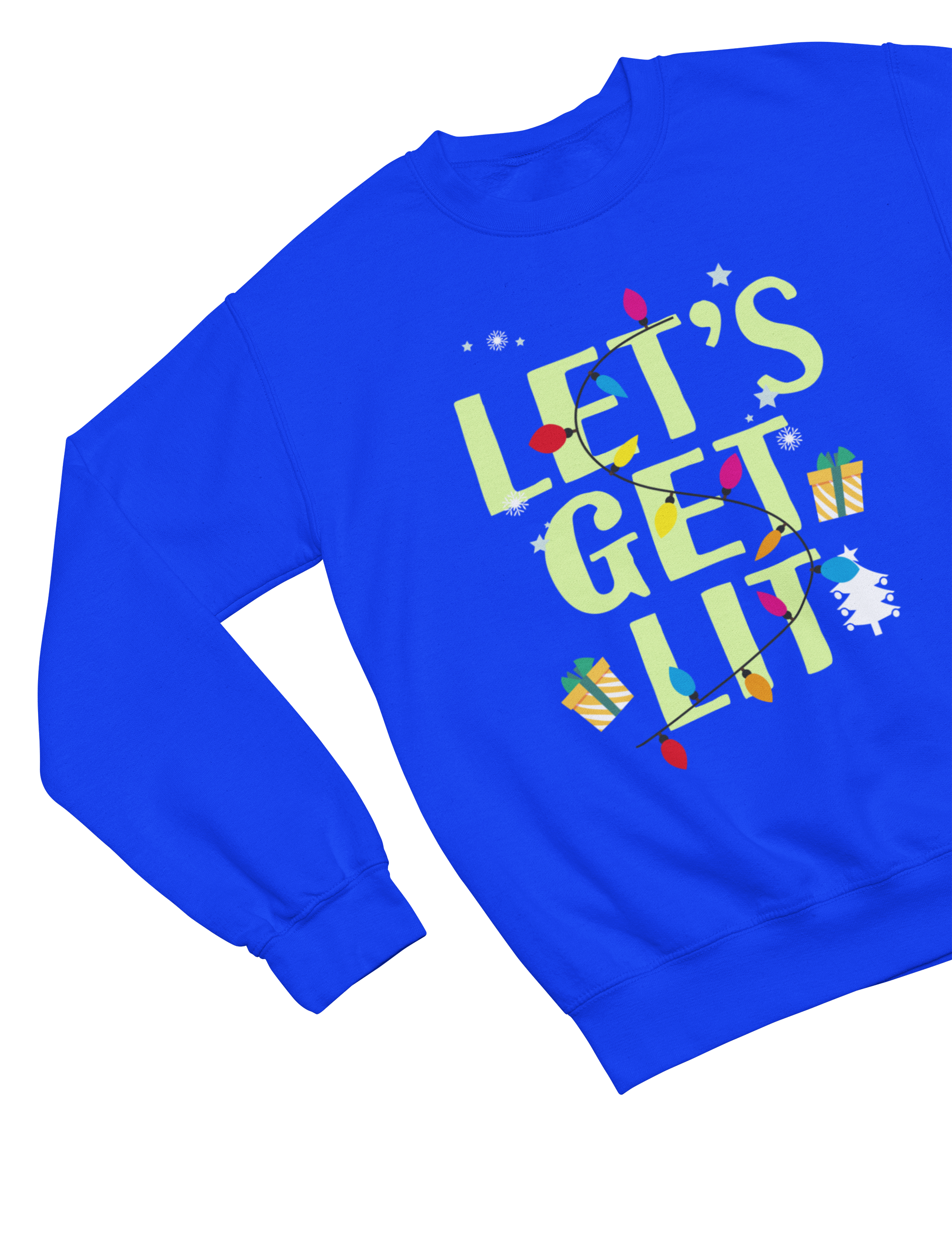 Let’s Get Lit Christmas Sweatshirt – Funny Holiday Lights Jumper
