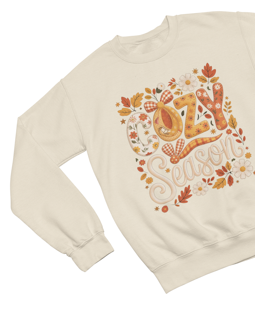 Cozy Season Autumn Sweatshirt | Fall Flowers & Leaves Jumper