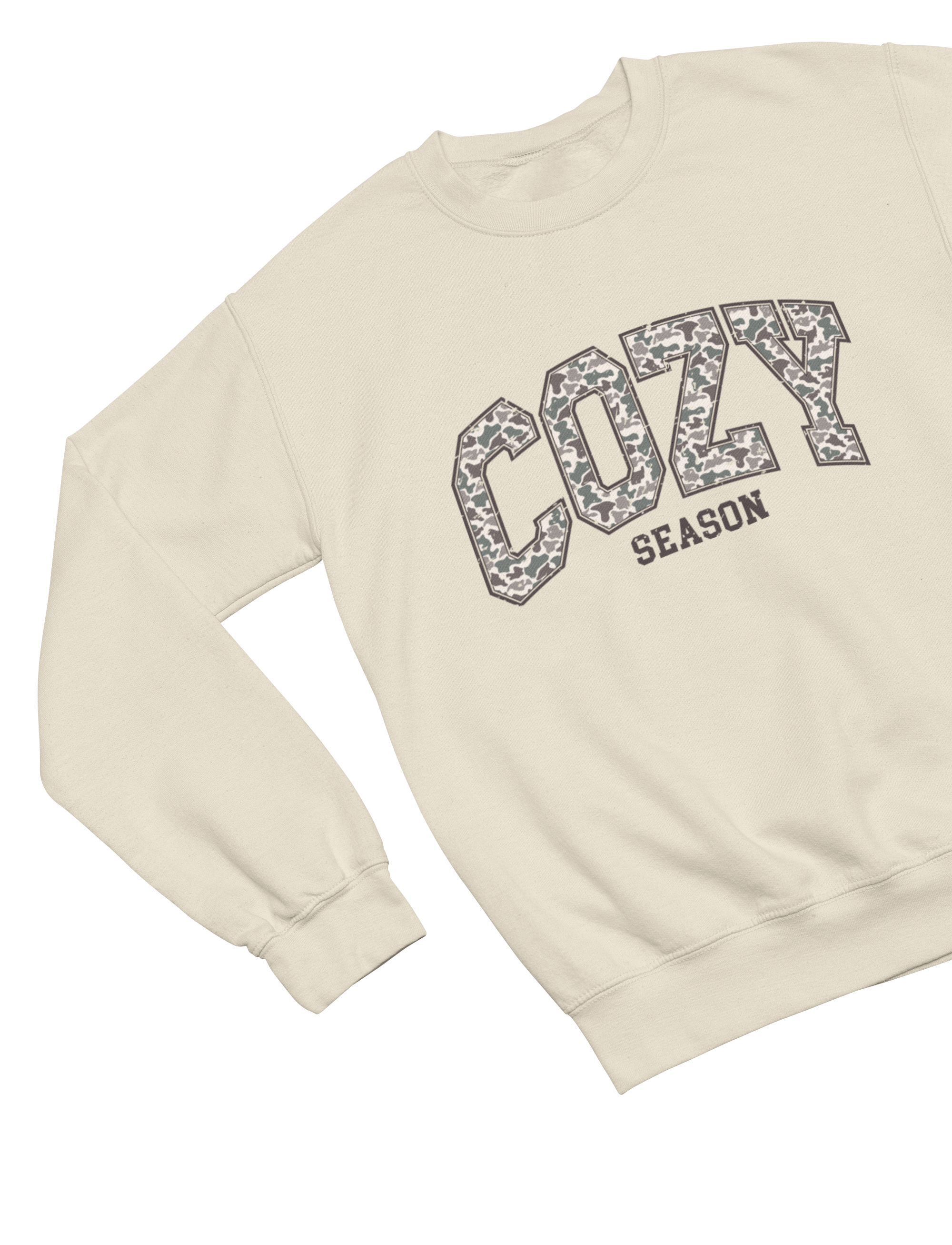 Cozy Season Sweatshirt | Varsity Camo Print Autumn Jumper