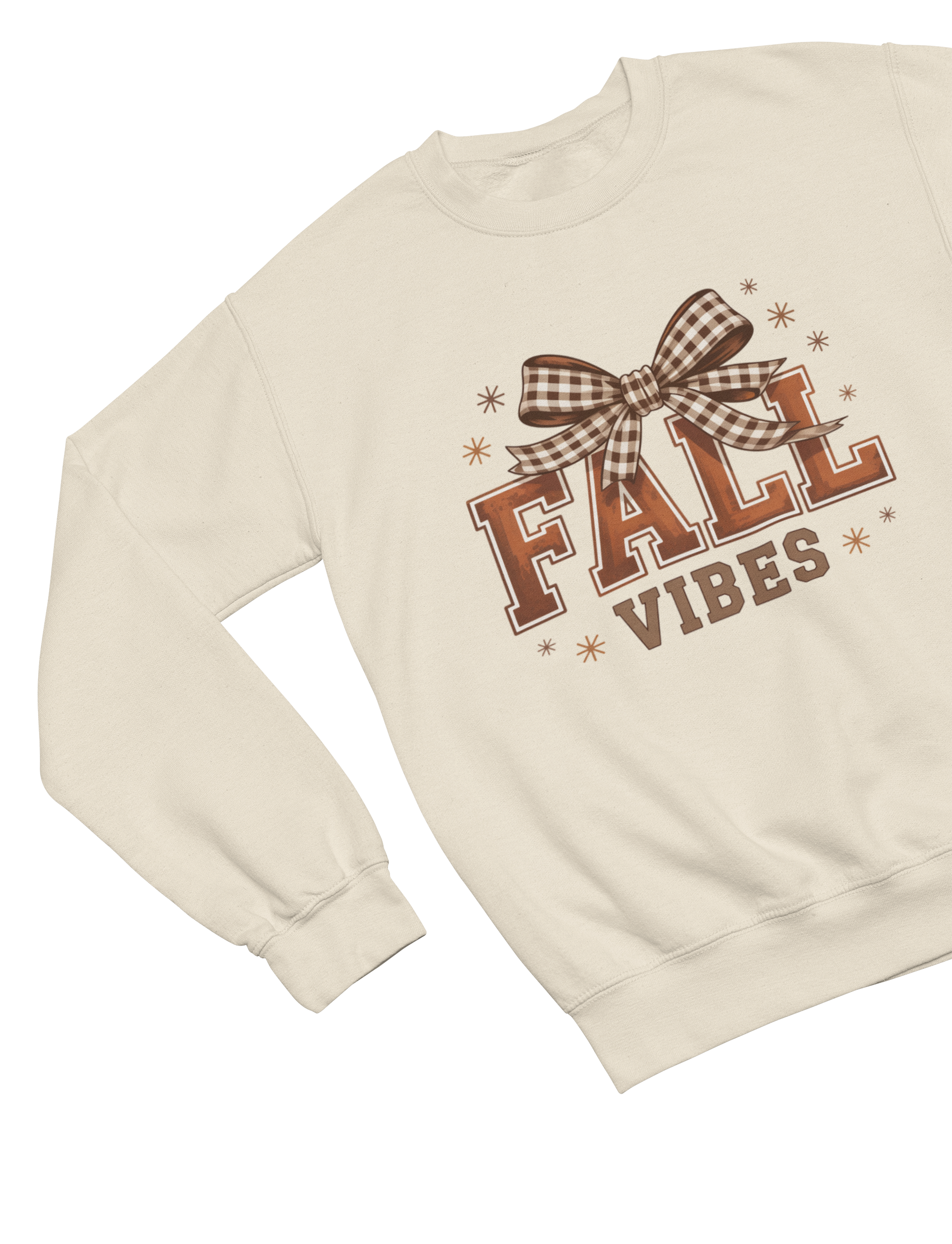 Fall Vibes Sweatshirt | Gingham Bow Cozy Autumn Jumper