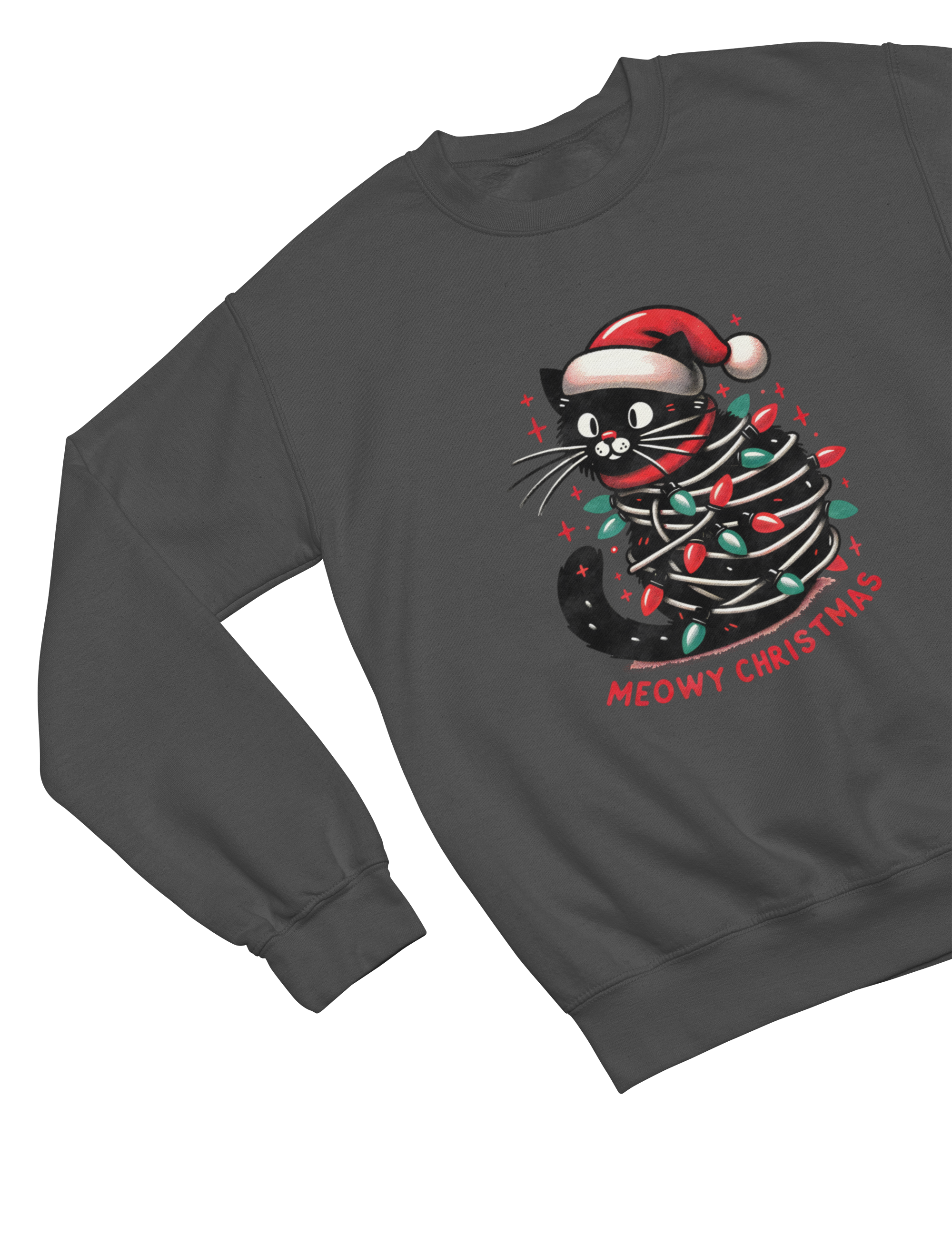 Meowy Christmas Cat Sweatshirt – Funny Festive Jumper (Adults & Kids)