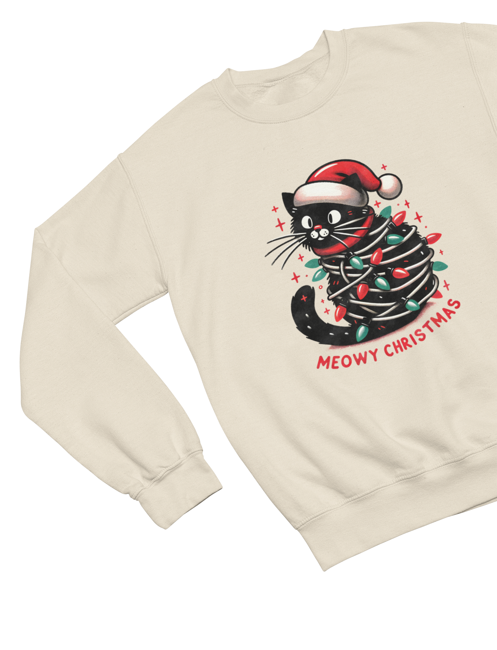 Meowy Christmas Cat Sweatshirt – Funny Festive Jumper (Adults & Kids)