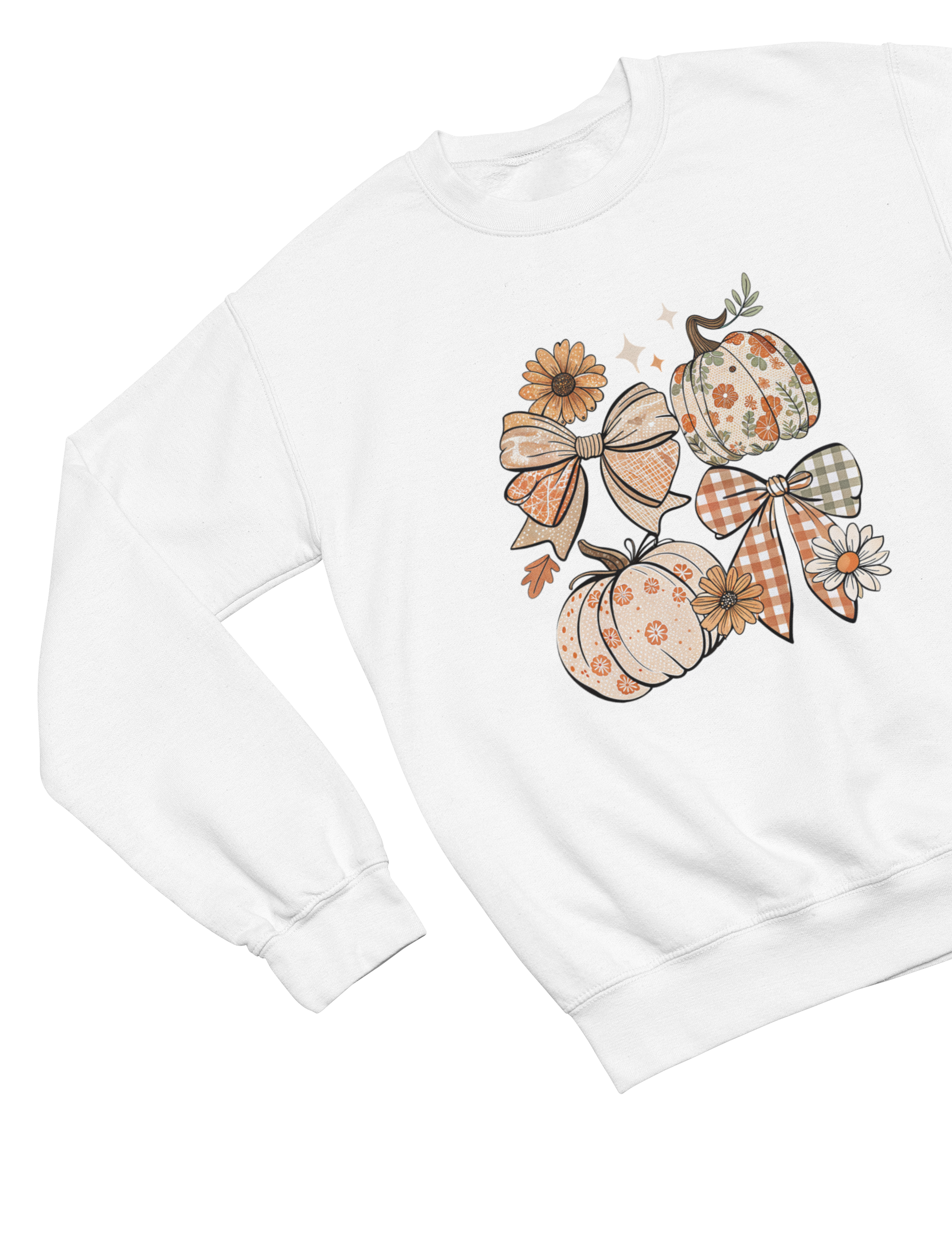 Floral Pumpkin Bow Sweatshirt | Coquette Autumn Cozy Jumper