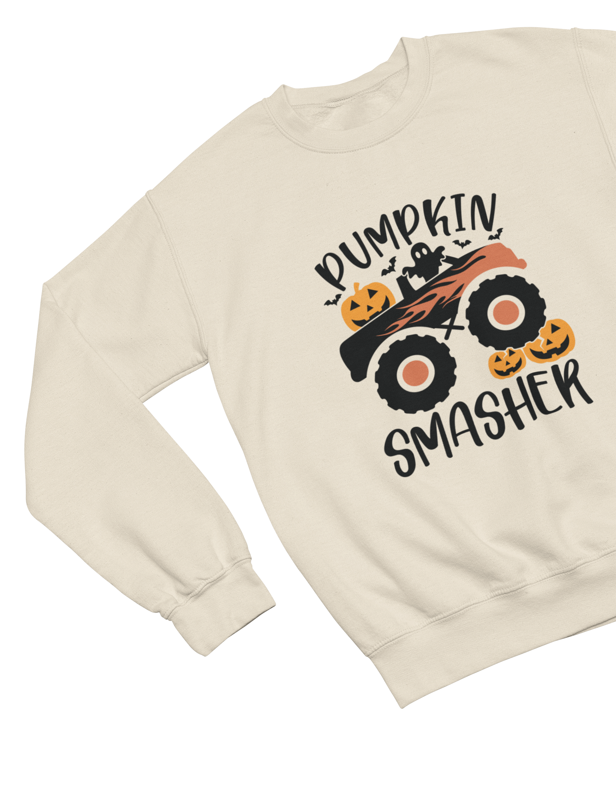 Kids Pumpkin Smasher Halloween Sweatshirt | Monster Truck Jumper