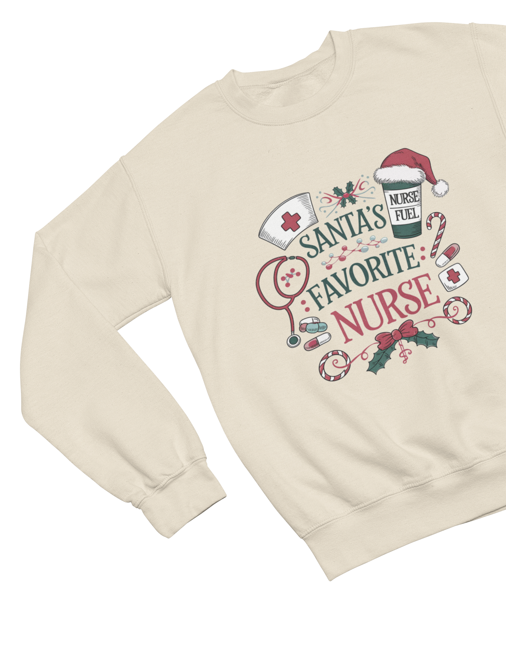 Santa’s Favorite Nurse Christmas Sweatshirt – Festive Nurse Gift
