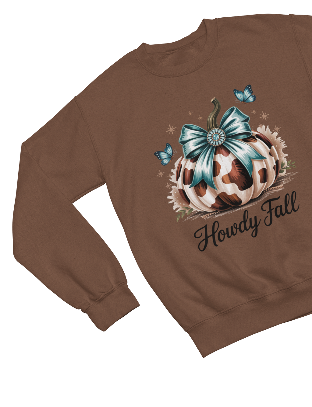 Howdy Fall Sweatshirt | Cow Print Pumpkin Autumn Jumper