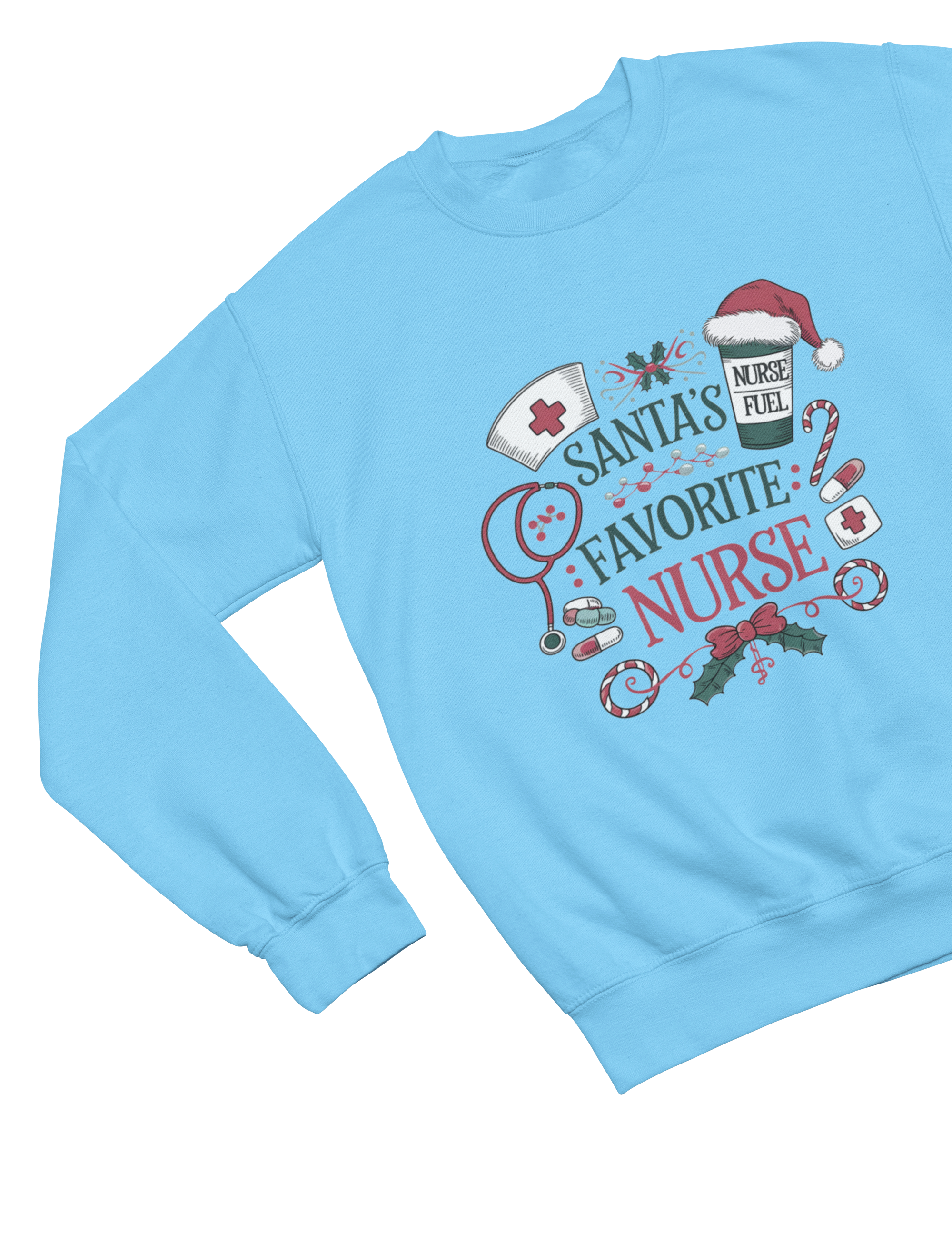 Santa’s Favorite Nurse Christmas Sweatshirt – Festive Nurse Gift