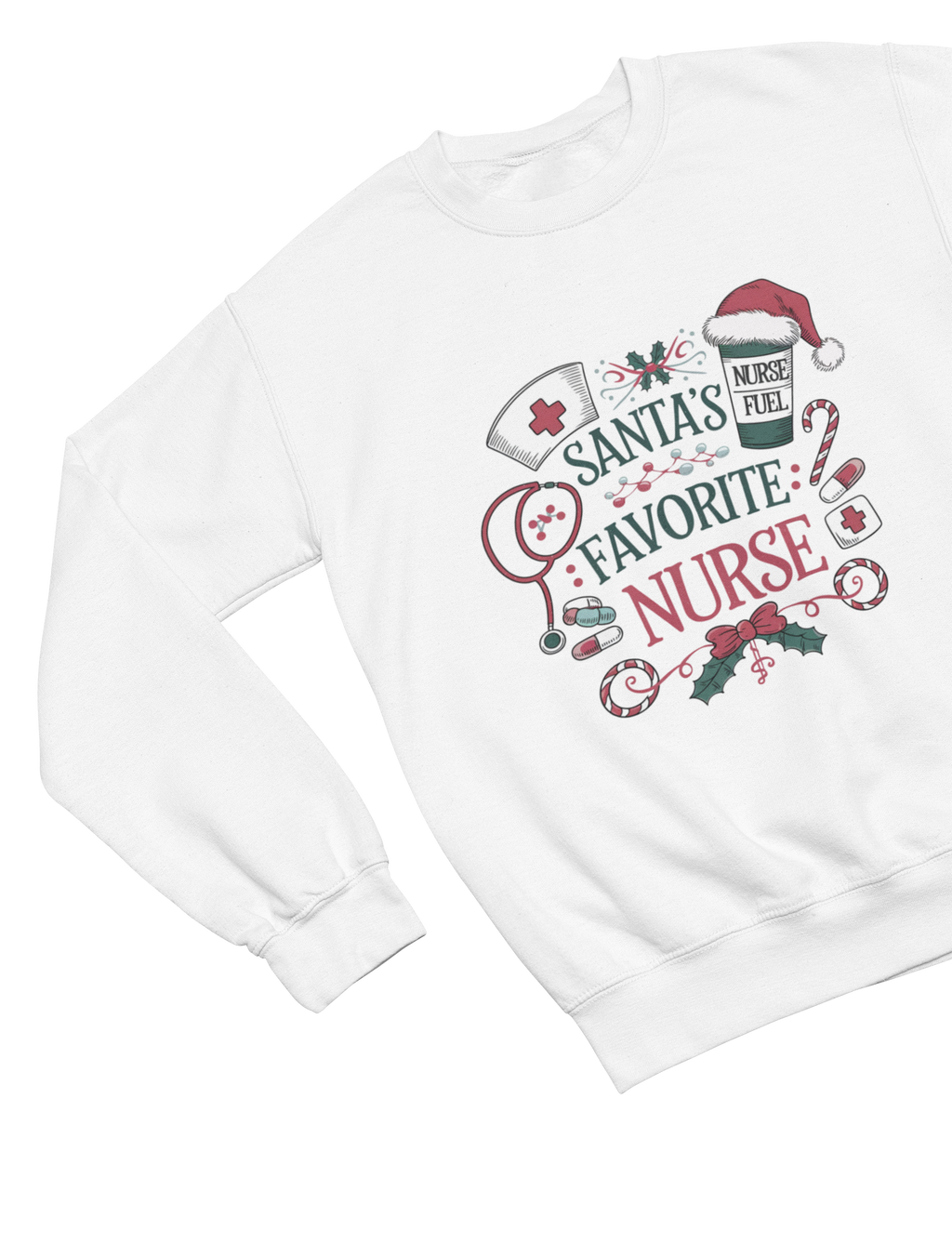 Santa’s Favorite Nurse Christmas Sweatshirt – Festive Nurse Gift