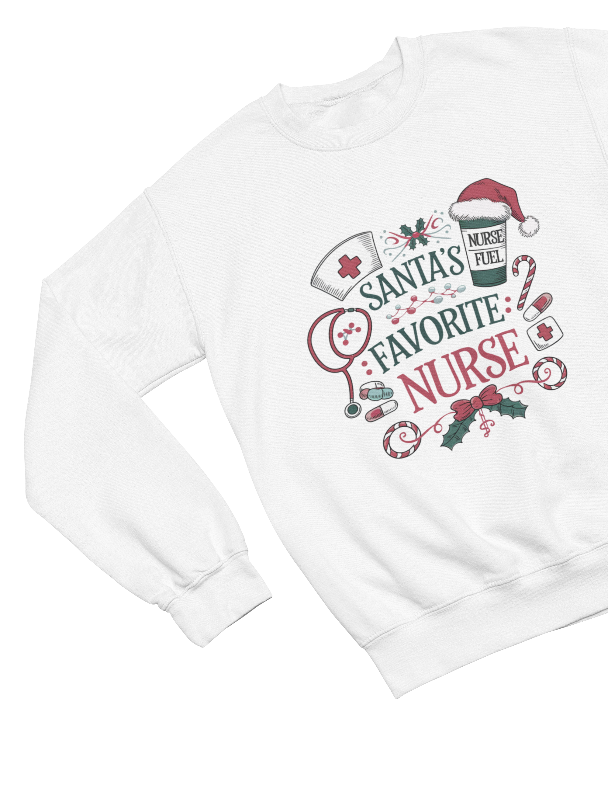 Santa’s Favorite Nurse Christmas Sweatshirt – Festive Nurse Gift