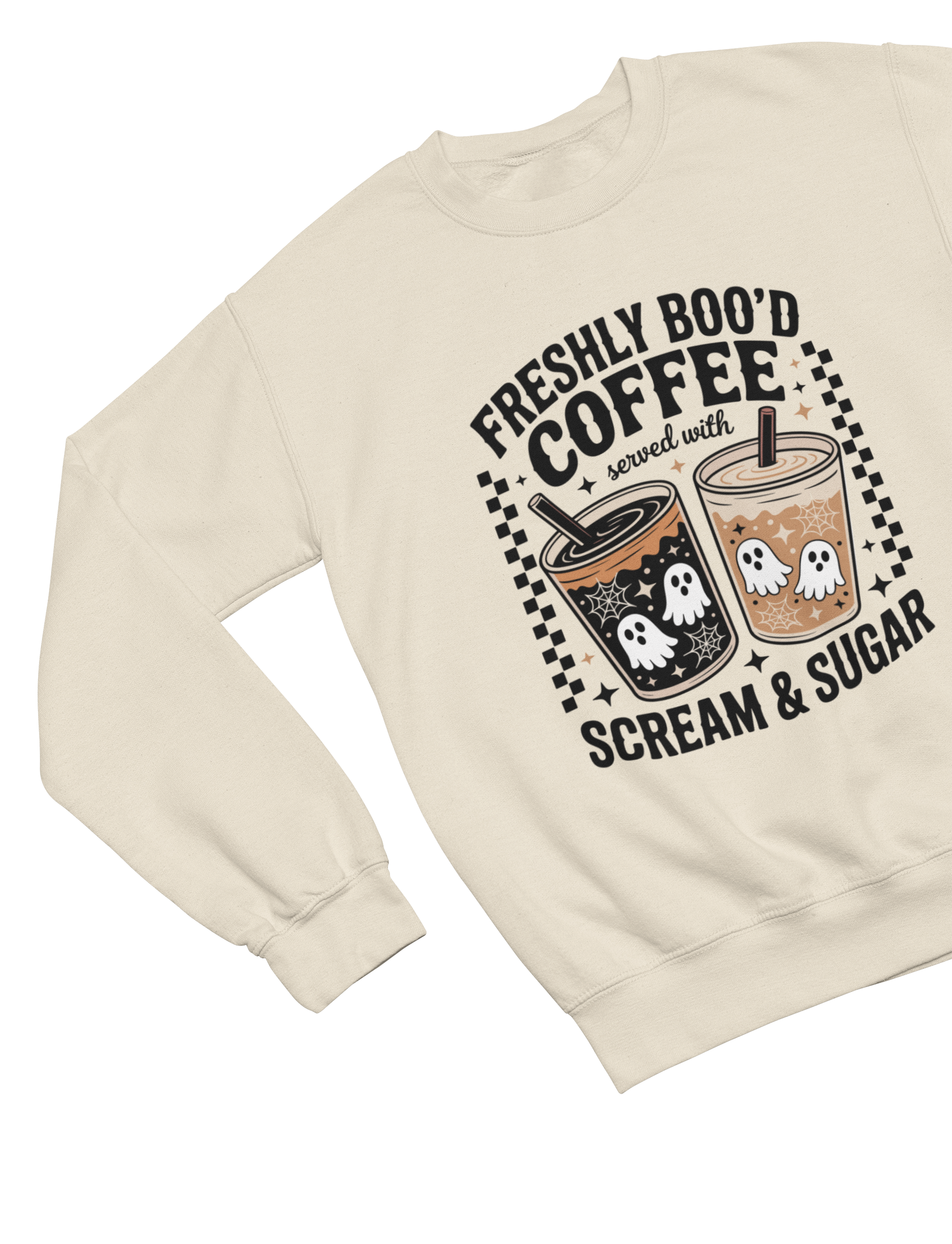 Freshly Boo’d Coffee Halloween Sweatshirt & T-Shirt | Spooky Retro